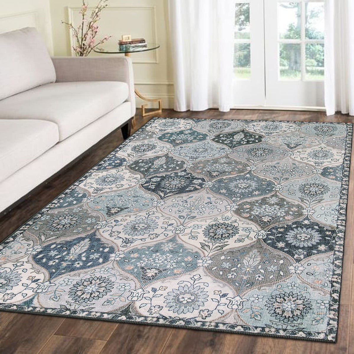 Lahome Moroccan Machine Washable Rugs for Living Room, 4x6 Rug for Bedroom