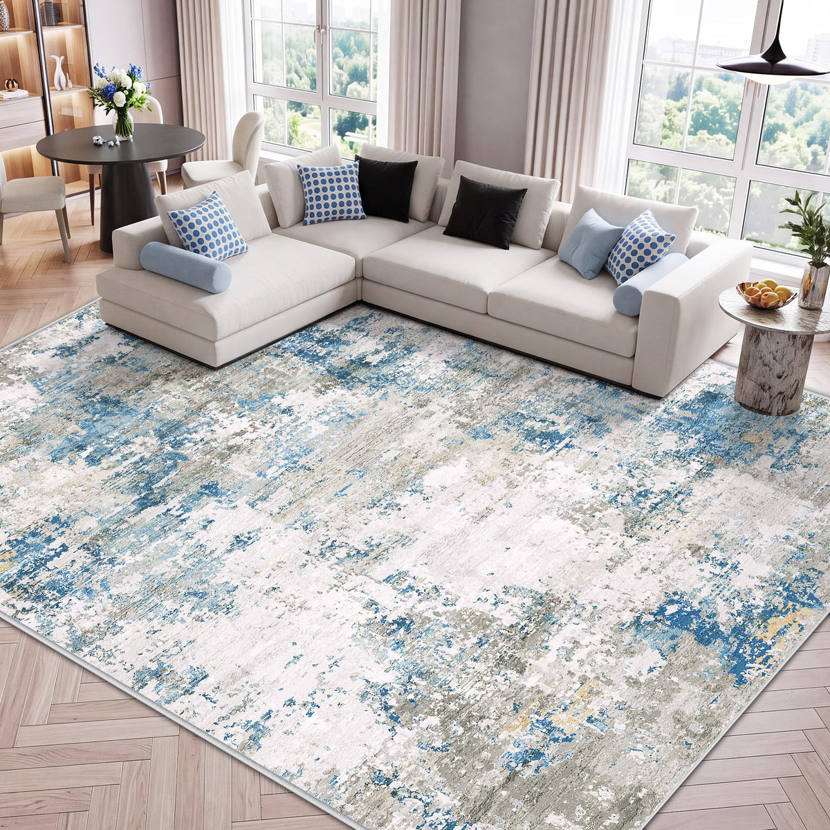 LIVELYGLOW 5x7 Washable Vintage Area Rug, Bedroom Dorm Rug
