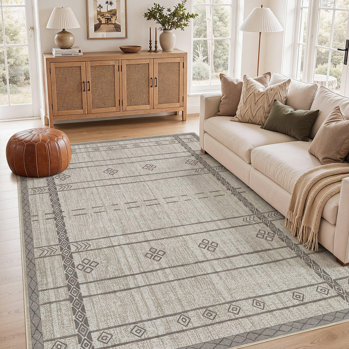 cotiled Boho 5x7 Area Rugs for Living Room: Soft Moroccan Washable Rug
