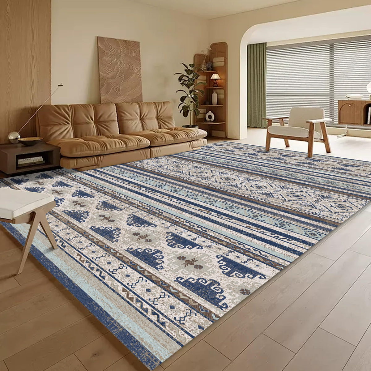 RUGSURE Washable Area Rugs - Perfect for Living Room, Bedroom, Kids Room, Nursery - Stain & Water Resistant Non-Slip, Pet & Child Friendly, Vintage Tribal Area Rugs (Green, 5' x 7')