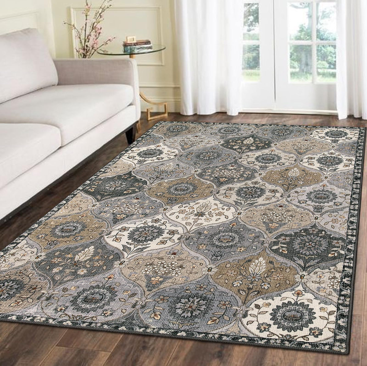 Lahome Moroccan Machine Washable Rugs for Living Room, 4x6 Rug for Bedroom