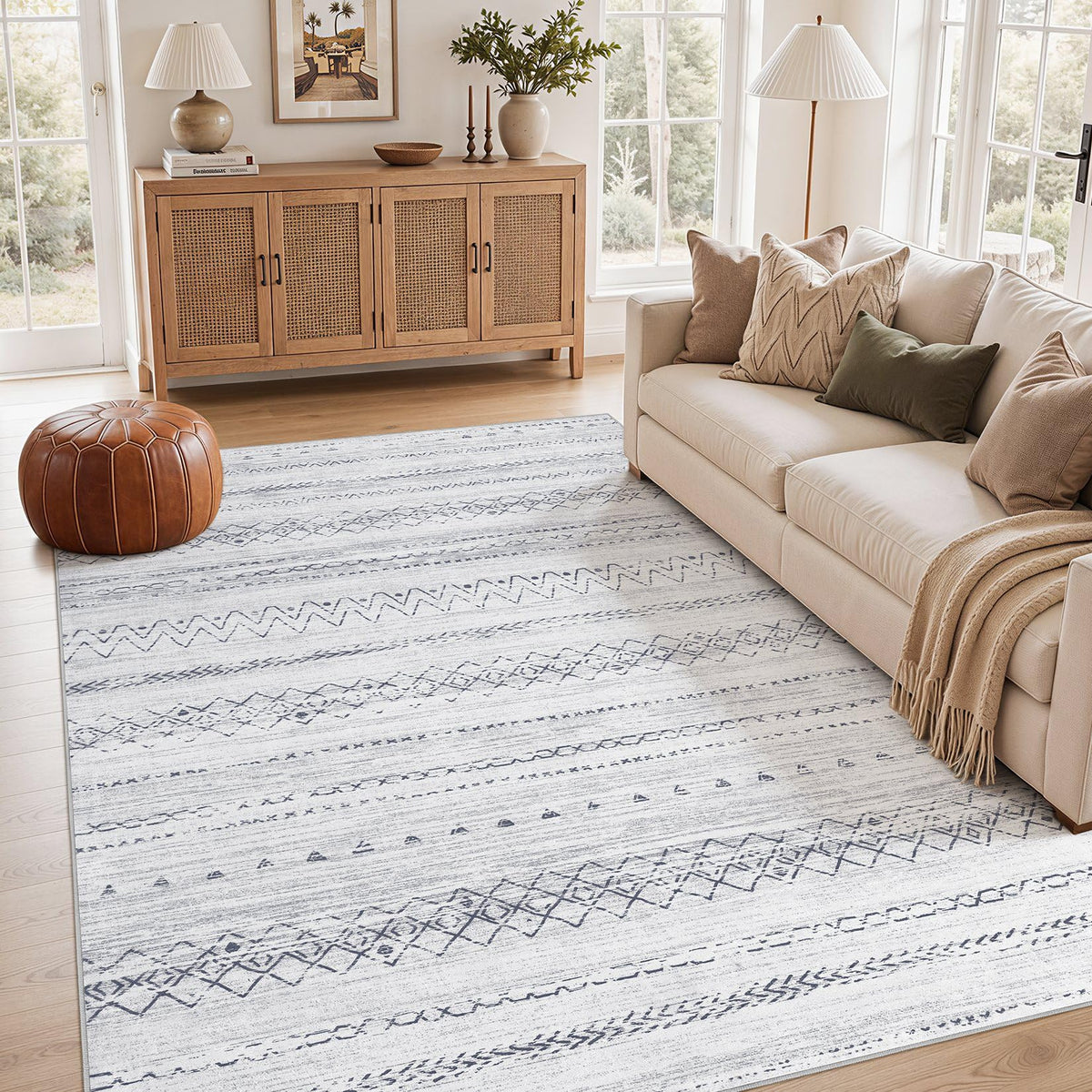 cotiled Boho 5x7 Area Rugs for Living Room: Soft Moroccan Washable Rug