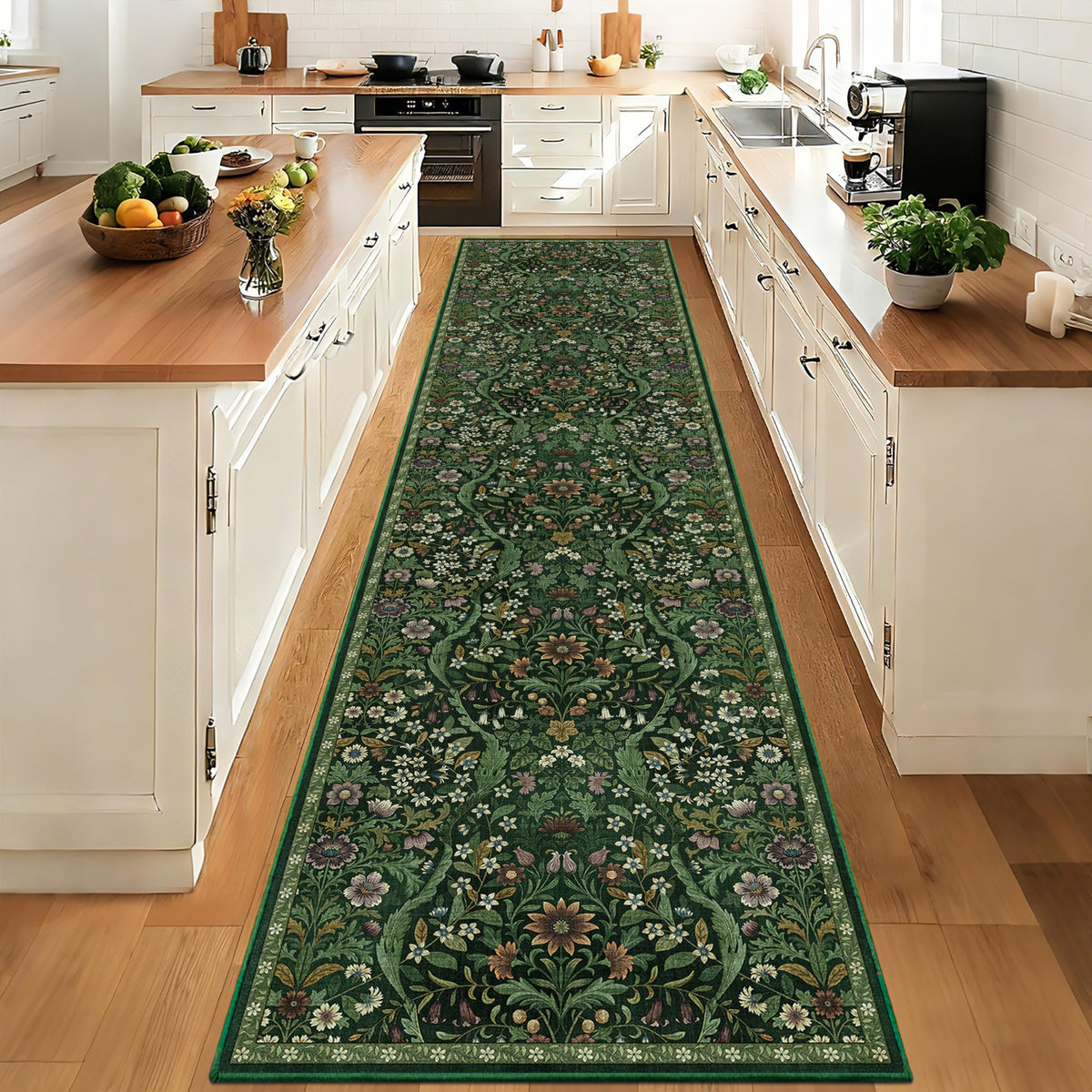 Floral Area Rug 5x7 Botanical Washable Carpet for Living Room