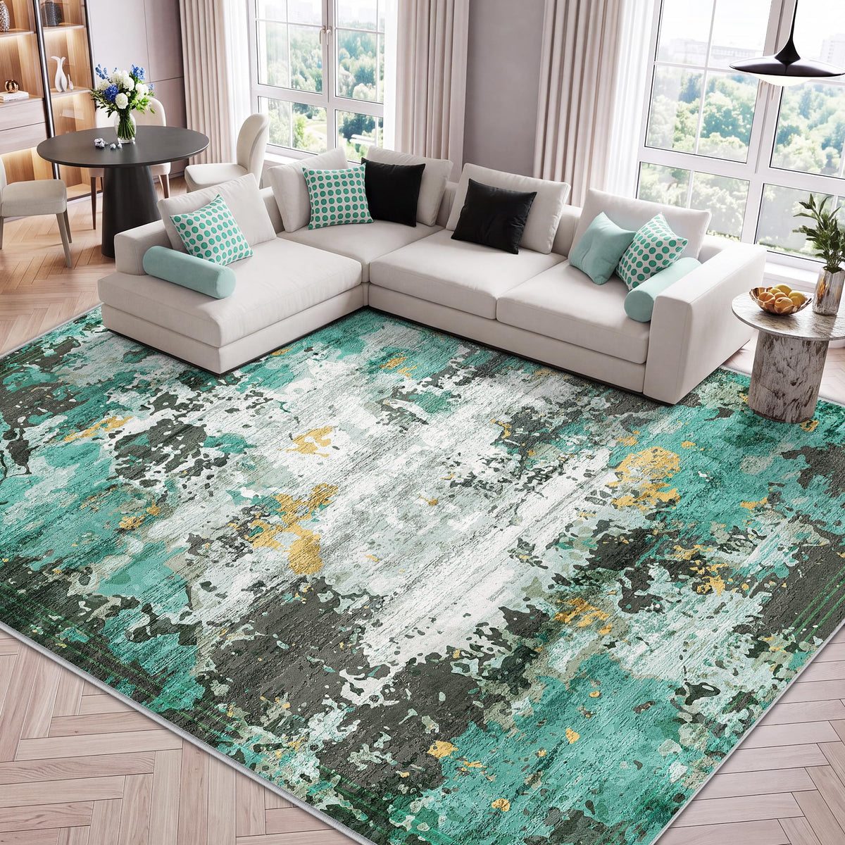 LIVELYGLOW 5x7 Washable Vintage Area Rug, Bedroom Dorm Rug