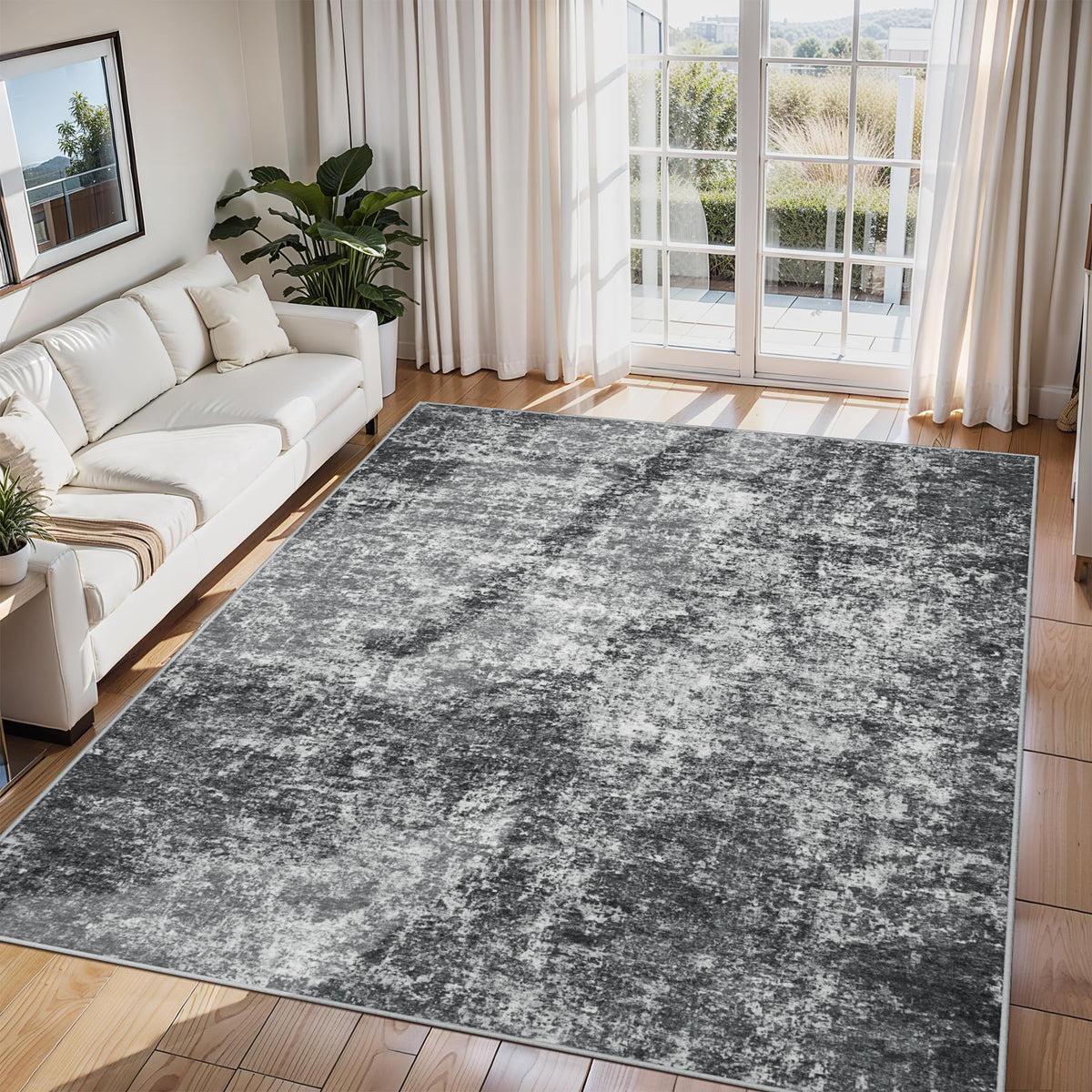 8x10 Area Rugs for Living Room Washable Bedroom Dining Room Blue Grey