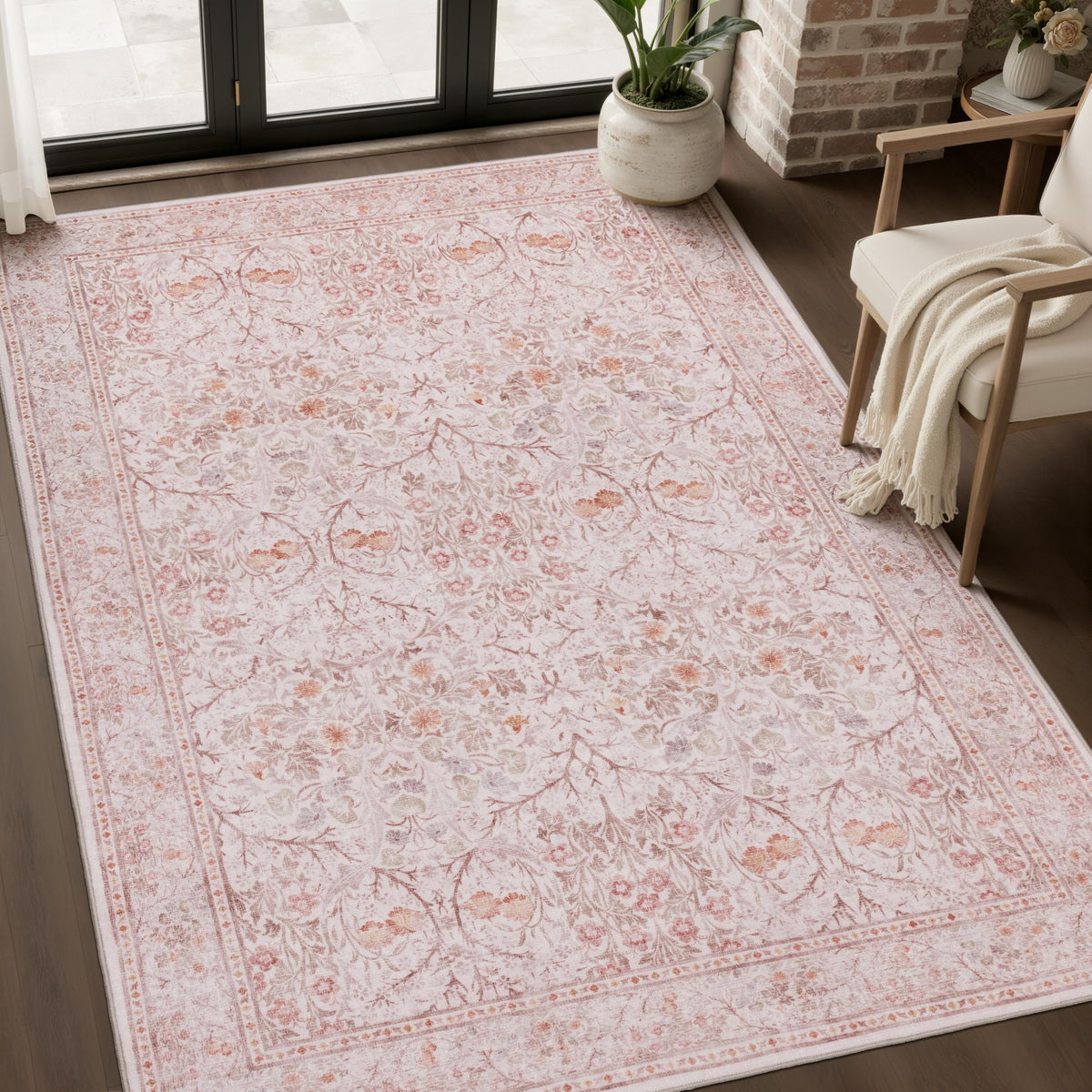 JOLLYVOGUE 5x7 Area Rugs for Living Room, Washable Rug, Beige