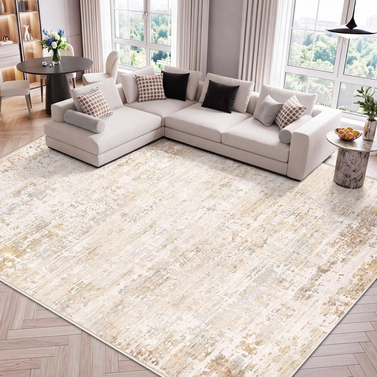 LIVELYGLOW 5x7 Washable Vintage Area Rug, Bedroom Dorm Rug