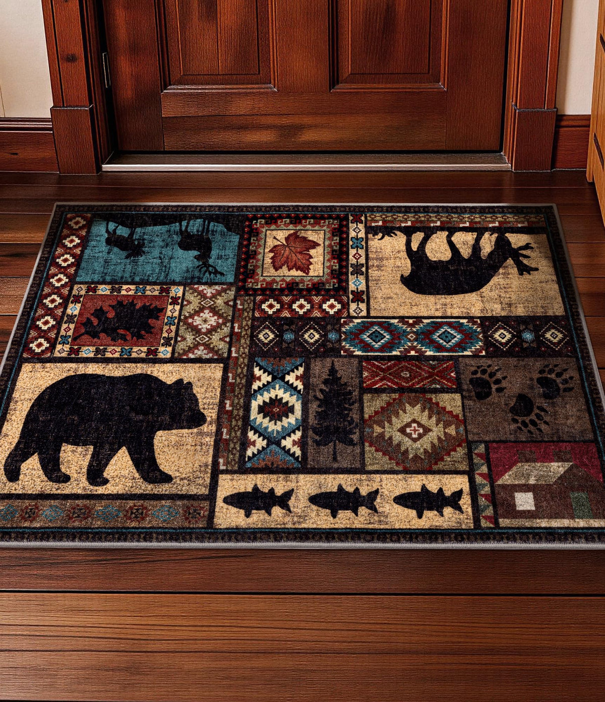 YIHOUSE Washable Rustic Cabin Area Rugs 5x7 Brown