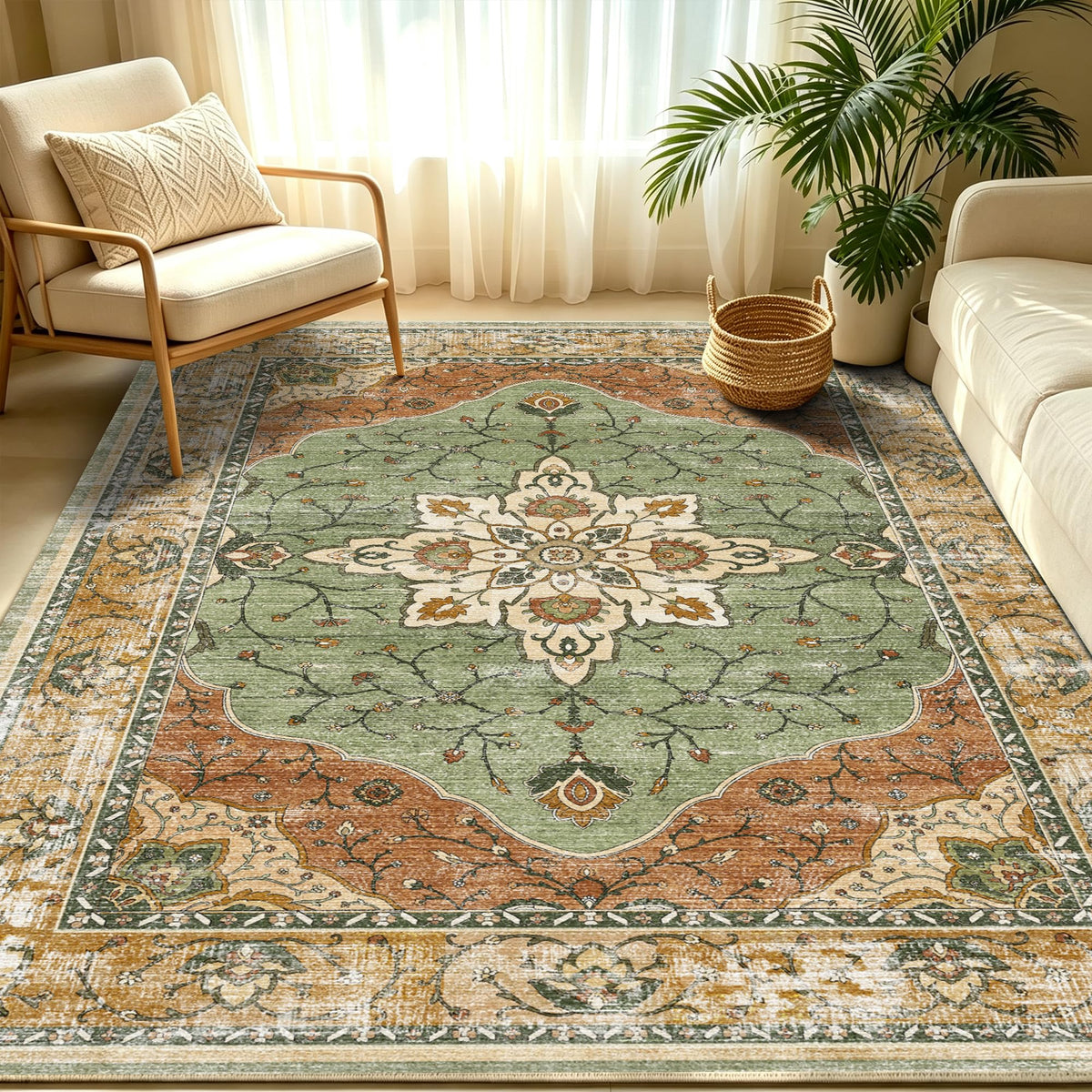 YARNSCAPE 2' x 3' Machine Washable Area Rug, Non-Slip Low-Pile Carpet