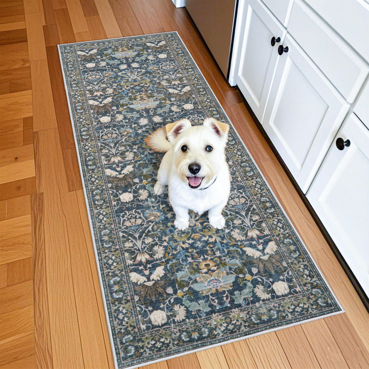 Hallway Washable Runner Rug - 2x10 Kitchen Rugs Entryway Rug Runner Vintage Soft Floor Mat Non Slip Indoor Farmhouse Carpet for Bathroom Living Room Bedroom (2 X 10, Beige)