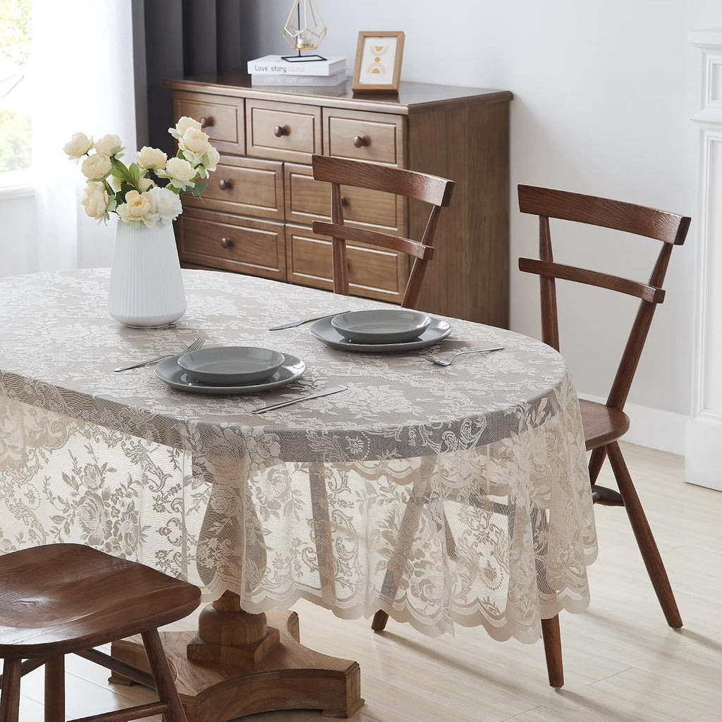 Warm Home Designs 60 x 84 Golden Oval Lace Tablecloth. LTC Linen Oval 84