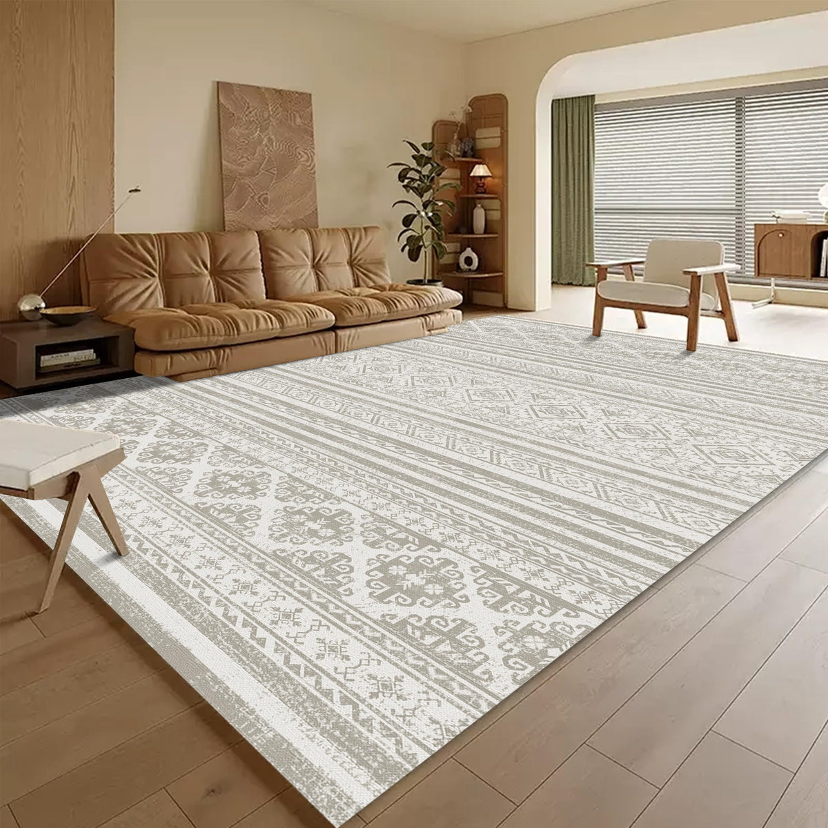 RUGSURE Washable Area Rugs - Perfect for Living Room, Bedroom, Kids Room, Nursery - Stain & Water Resistant Non-Slip, Pet & Child Friendly, Vintage Tribal Area Rugs (Green, 5' x 7')