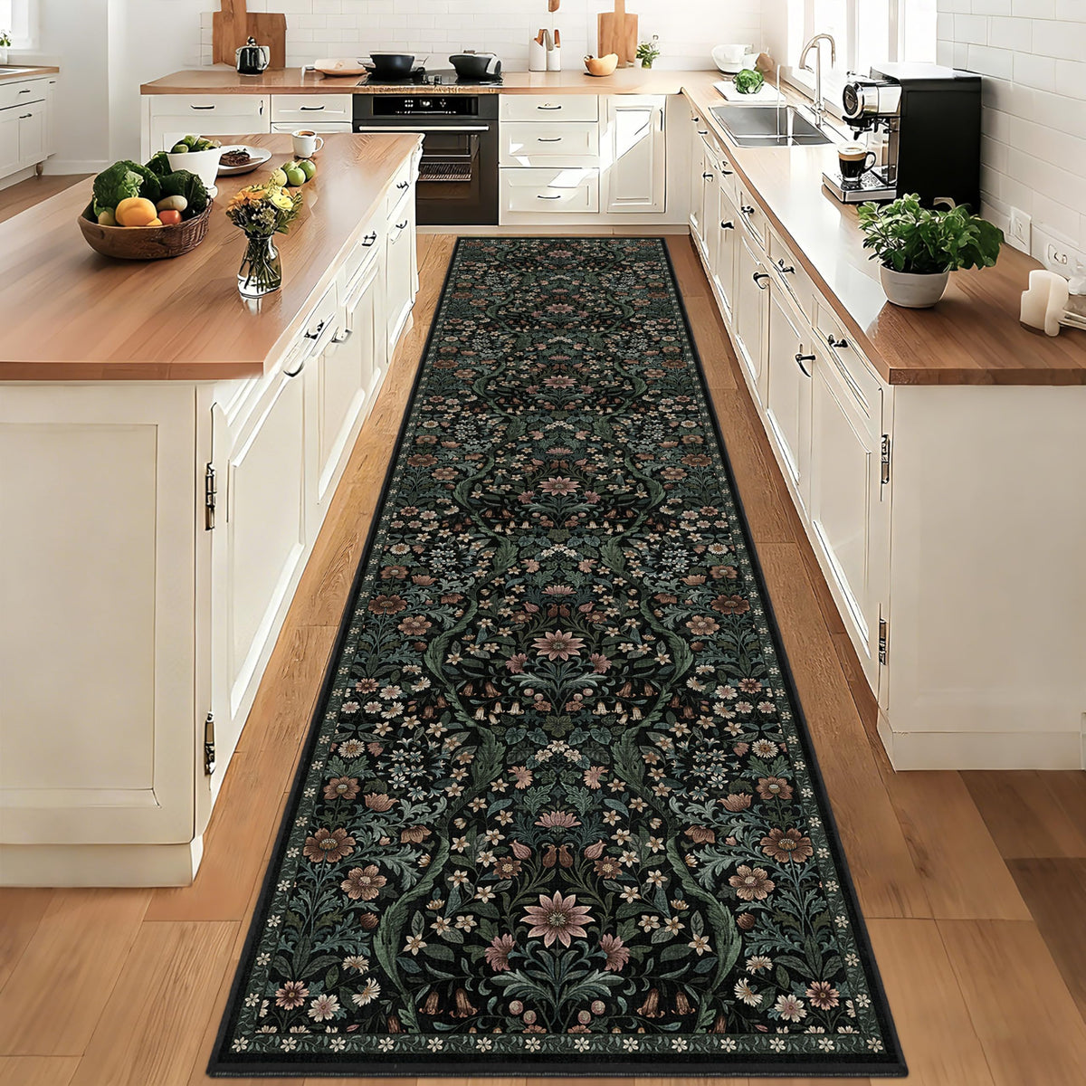 Floral Area Rug 5x7 Botanical Washable Carpet for Living Room