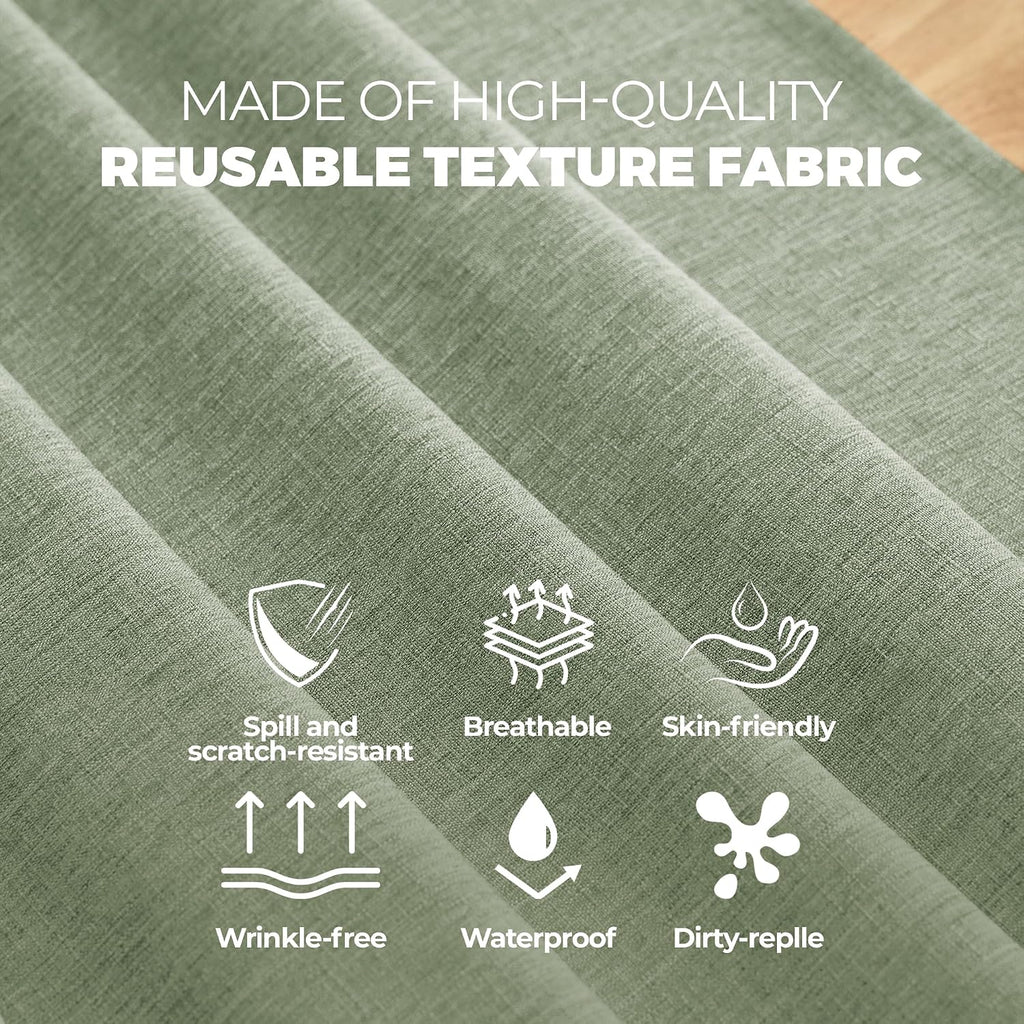 Decorelia Sage Green Linen Textured Tablecloth Rectangular 52 x70 Inch