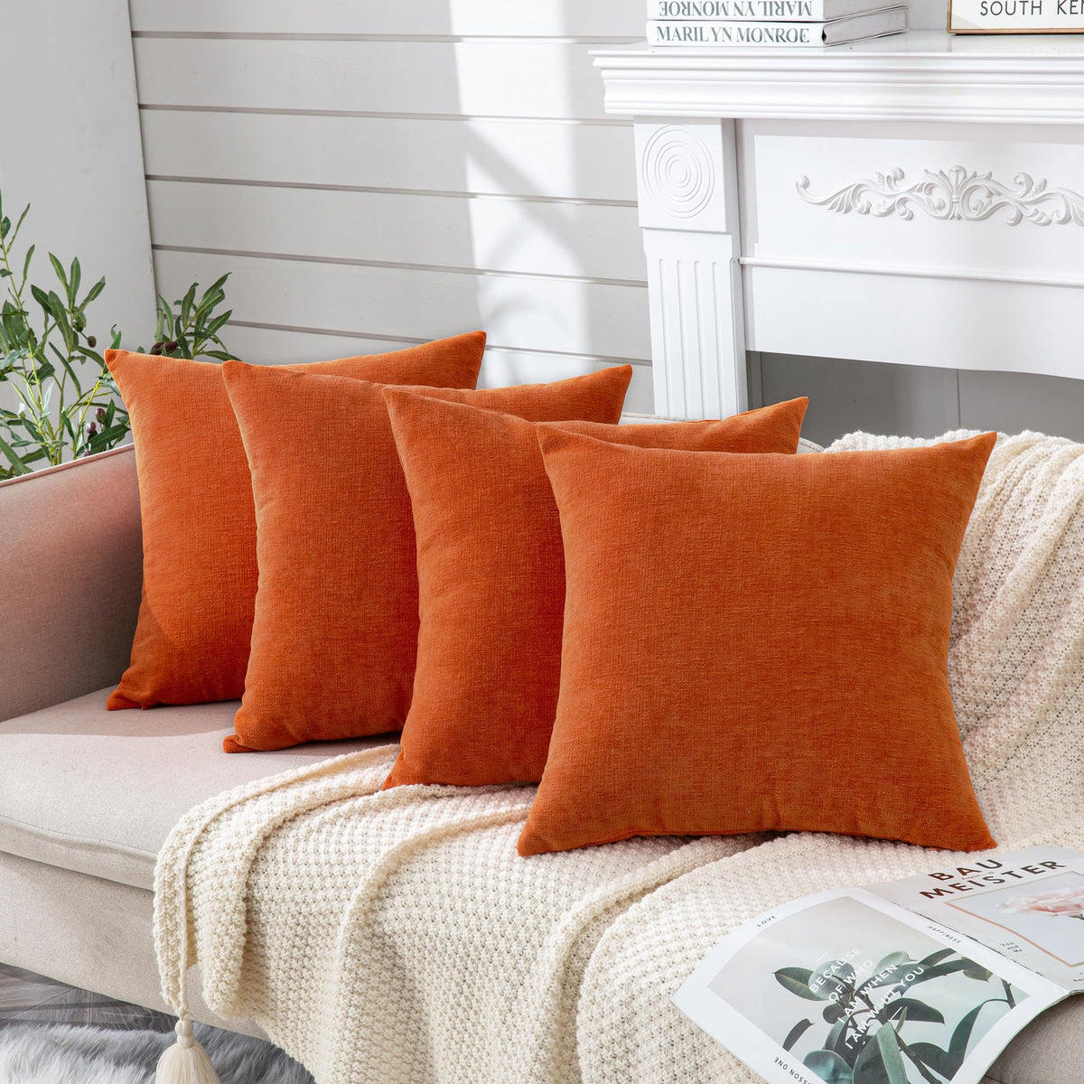 GAWAMAY Decorative Throw Pillow Covers 16x16 Inch Set of 2, Super Soft Chenille Square Pillows Farmhouse Fall Pillowcase for Living Room Bedroom Sofa Couch Cushion Cover Navy Blue 40x40cm