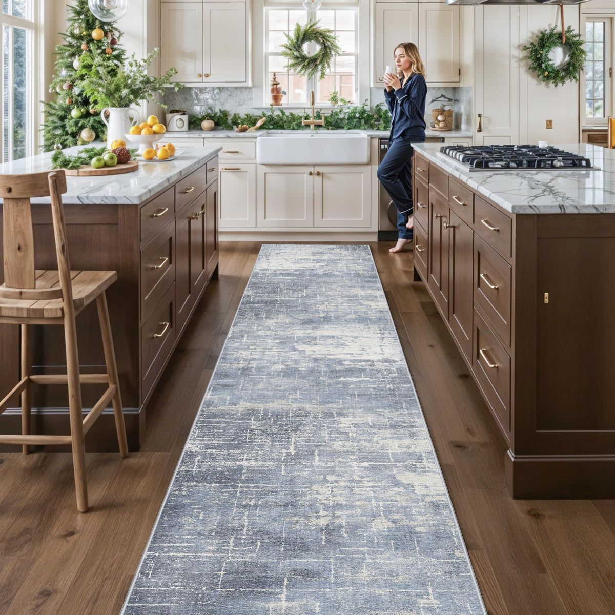 Hallway Washable Runner Rug - 2x10 Kitchen Rugs Entryway Rug Runner Vintage Soft Floor Mat Non Slip Indoor Farmhouse Carpet for Bathroom Living Room Bedroom (2 X 10, Beige)