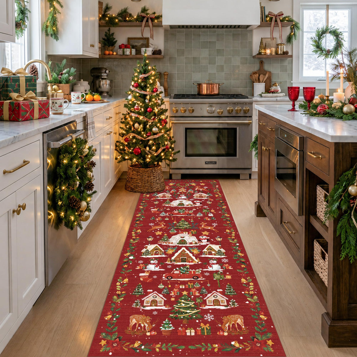 Hallway Washable Runner Rug - 2x10 Kitchen Rugs Entryway Rug Runner Vintage Soft Floor Mat Non Slip Indoor Farmhouse Carpet for Bathroom Living Room Bedroom (2 X 10, Beige)