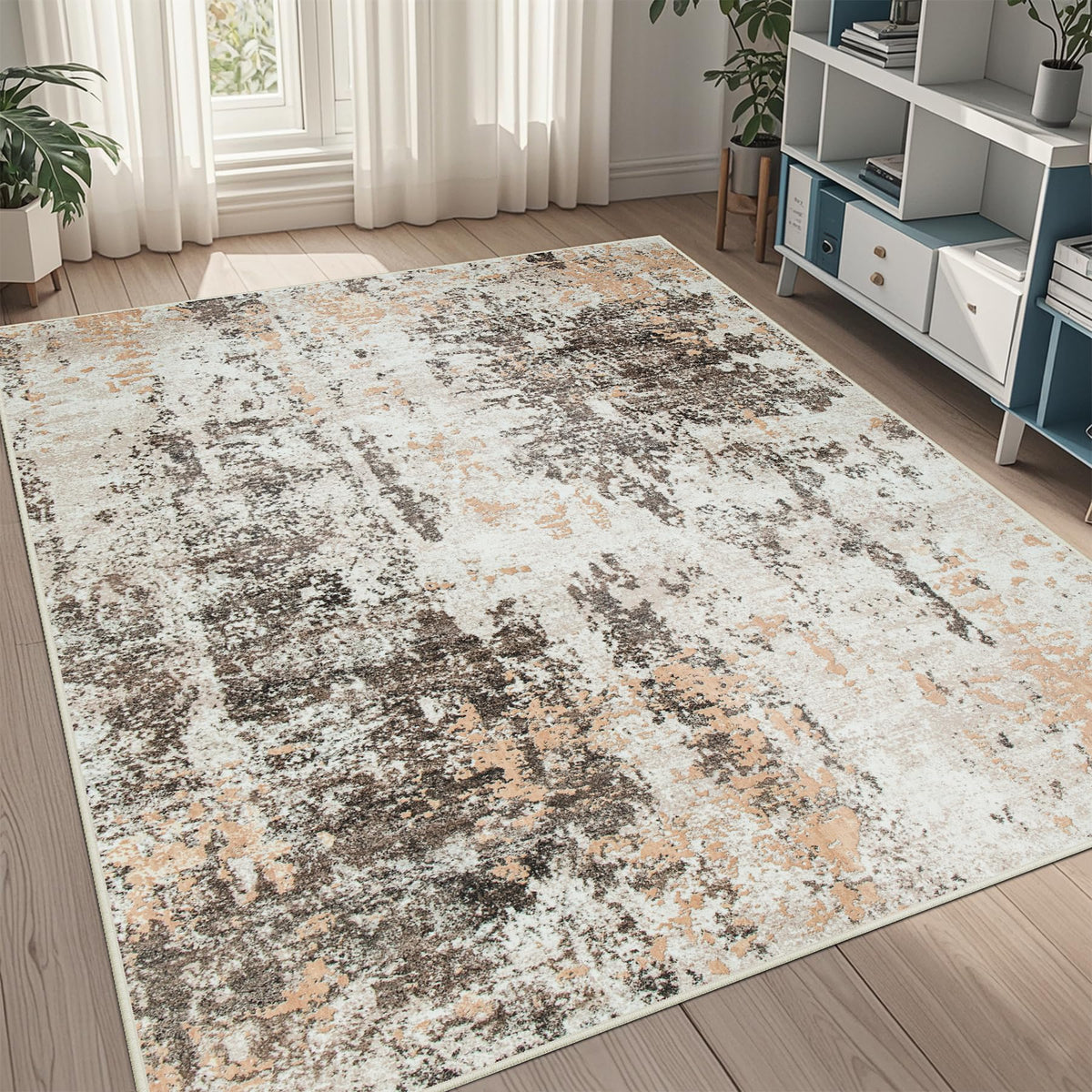 8x10 Area Rugs for Living Room Washable Bedroom Dining Room Blue Grey