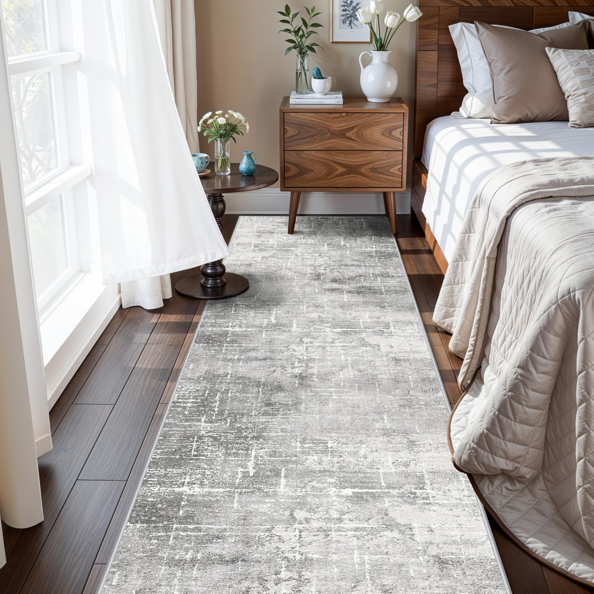 Hallway Washable Runner Rug - 2x10 Kitchen Rugs Entryway Rug Runner Vintage Soft Floor Mat Non Slip Indoor Farmhouse Carpet for Bathroom Living Room Bedroom (2 X 10, Beige)