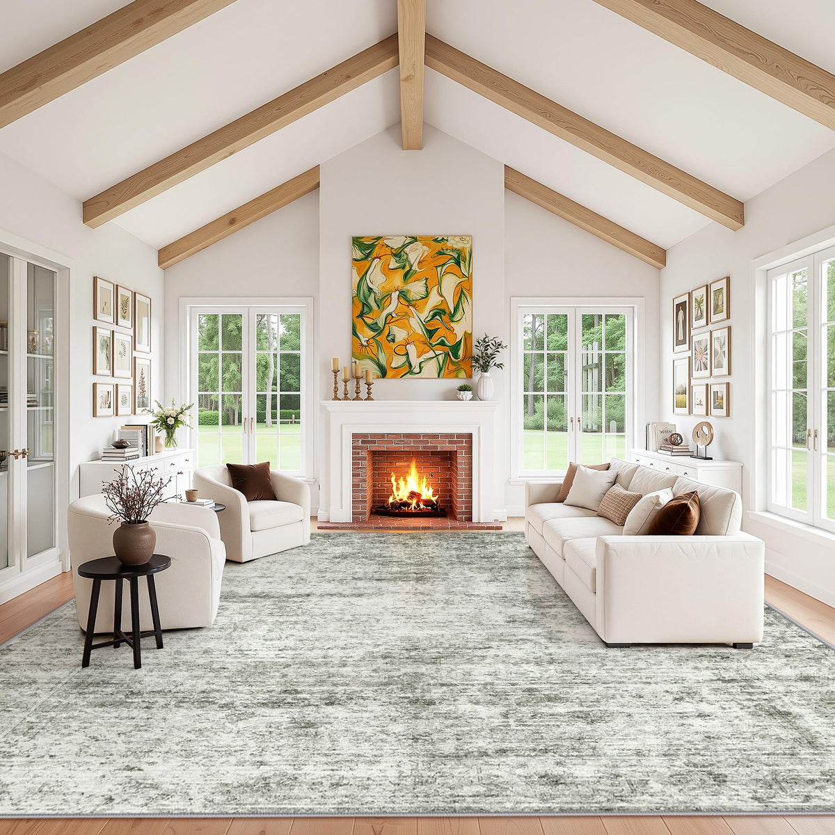 LIVELYGLOW 5x7 Washable Vintage Area Rug, Bedroom Dorm Rug