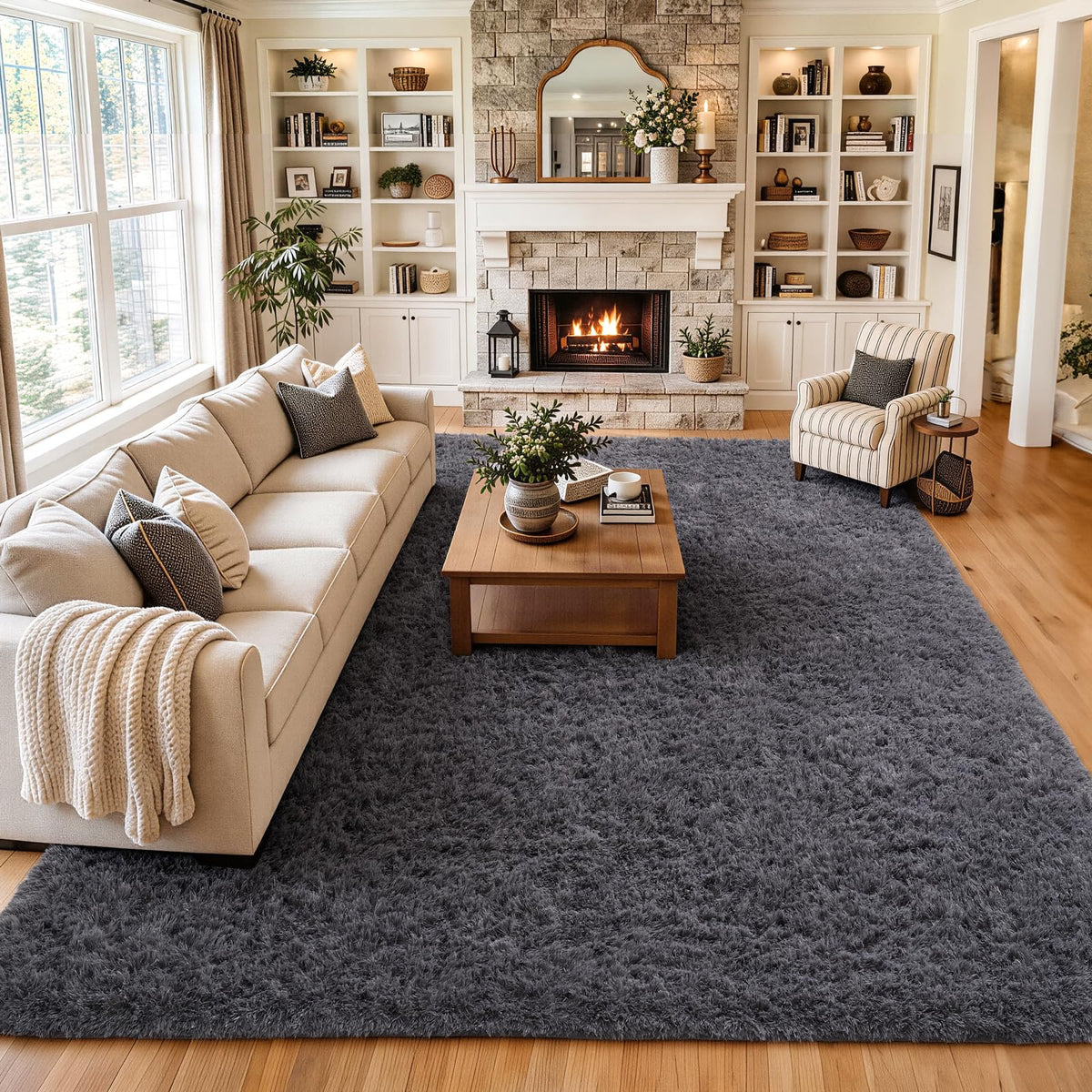Ophanie Small Rug Upgrade Non Slip Throw Bedside Area Rugs, Fluffy Soft Grey Mini Bedroom Carpet, Affordable Door Entryway Indoor Inside Front Entrance Dog 2x3 Mat, Home Decor Aesthetic, Nursery