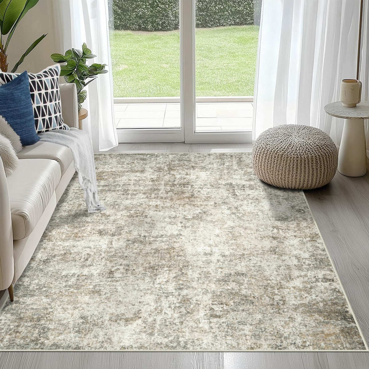 8x10 Area Rugs for Living Room Washable Bedroom Dining Room Blue Grey