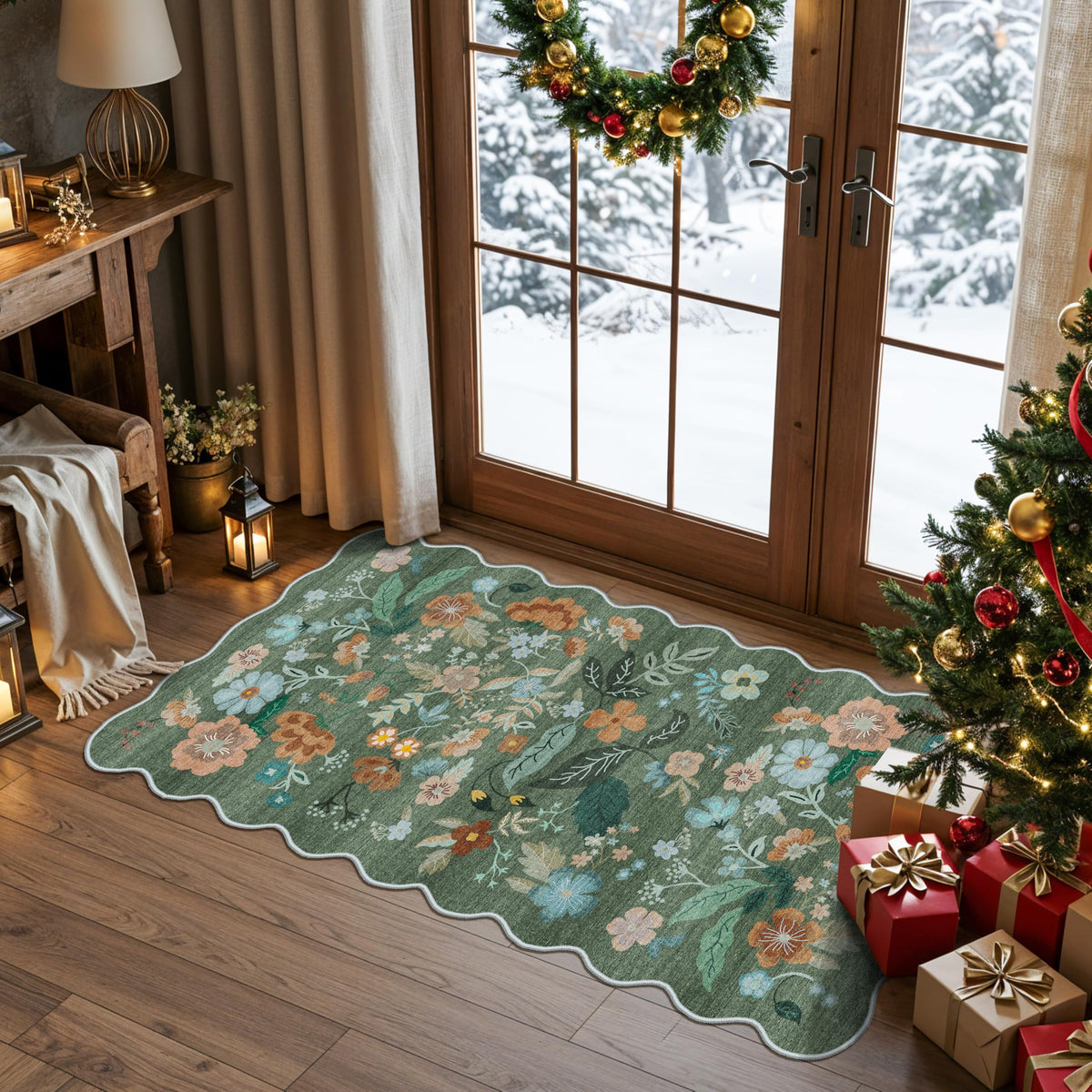 Hallway Washable Runner Rug - 2x10 Kitchen Rugs Entryway Rug Runner Vintage Soft Floor Mat Non Slip Indoor Farmhouse Carpet for Bathroom Living Room Bedroom (2 X 10, Beige)