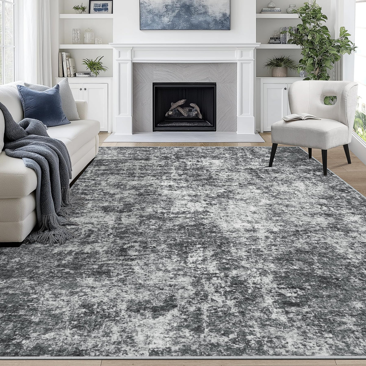 8x10 Area Rugs for Living Room Washable Bedroom Dining Room Blue Grey