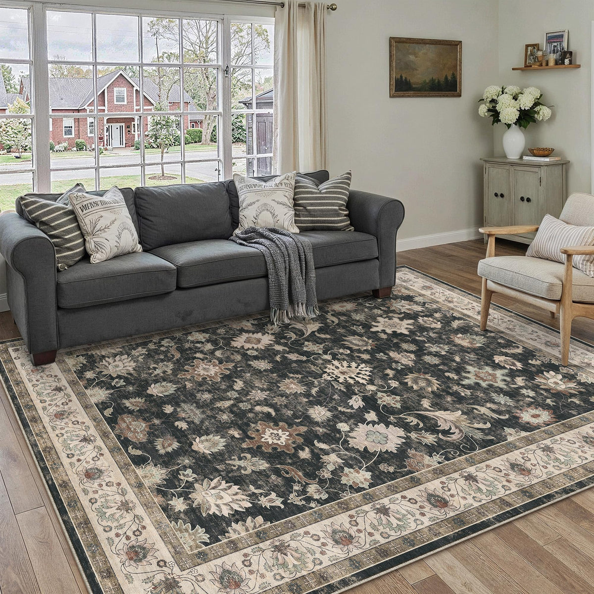 HUGEAR 3x5 Colorful Retro Floral Washable Area Rug for Entryway