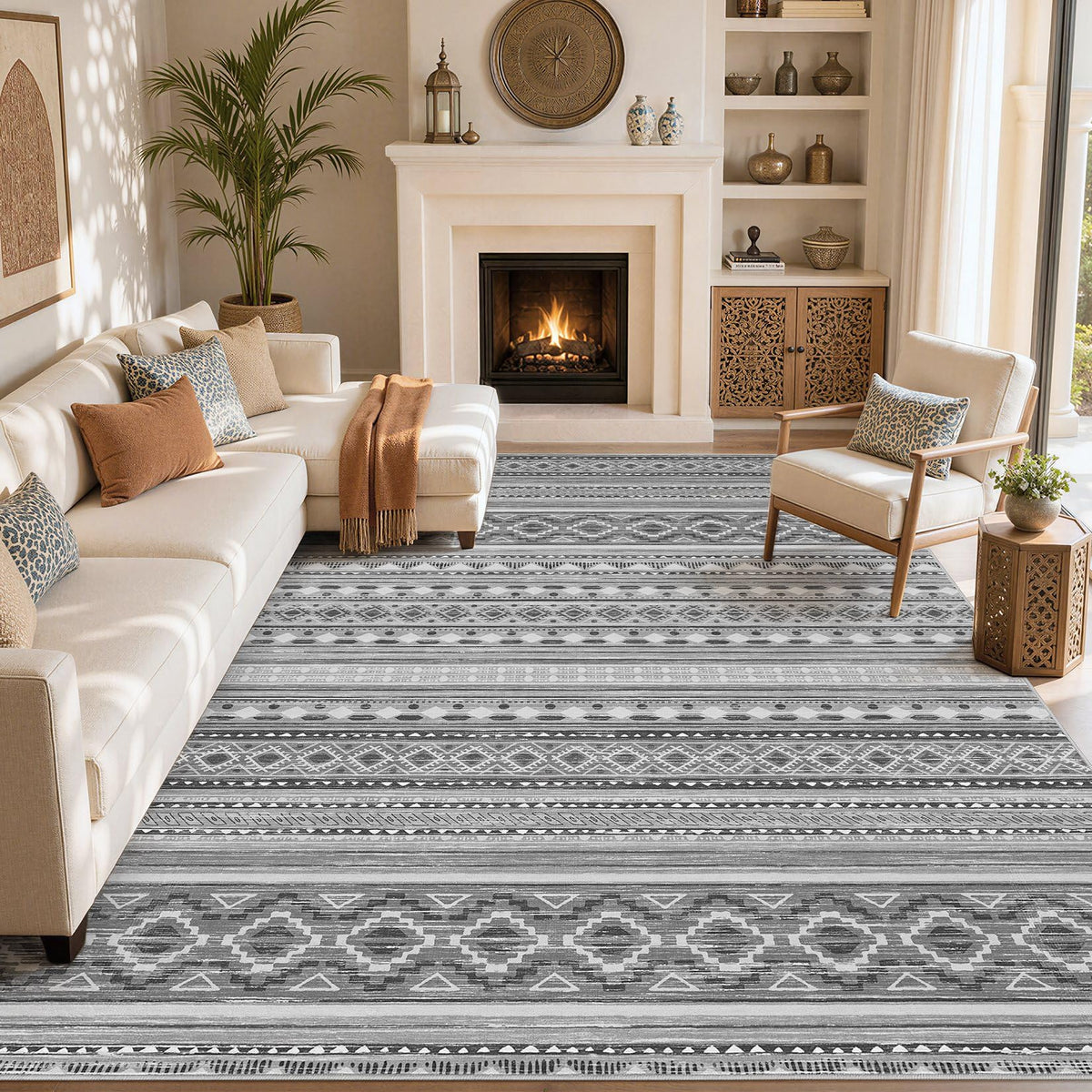 cotiled Boho 5x7 Area Rugs for Living Room: Soft Moroccan Washable Rug