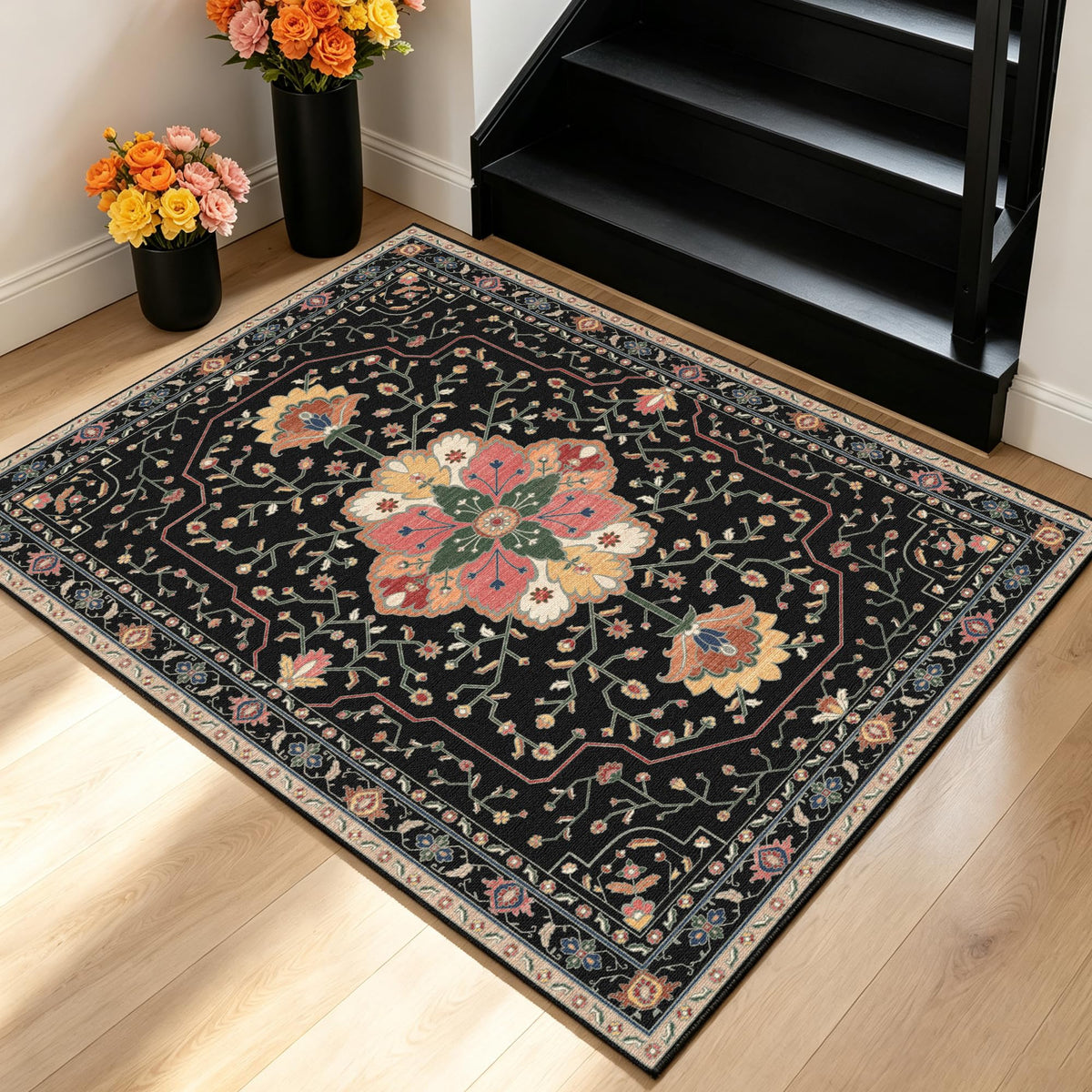 YARNSCAPE 2' x 3' Machine Washable Area Rug, Non-Slip Low-Pile Carpet
