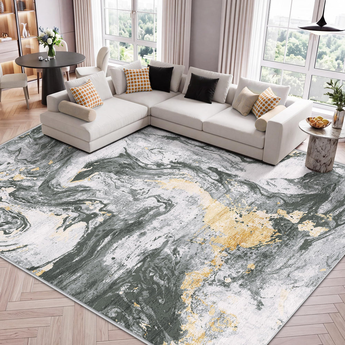 LIVELYGLOW 5x7 Washable Vintage Area Rug, Bedroom Dorm Rug