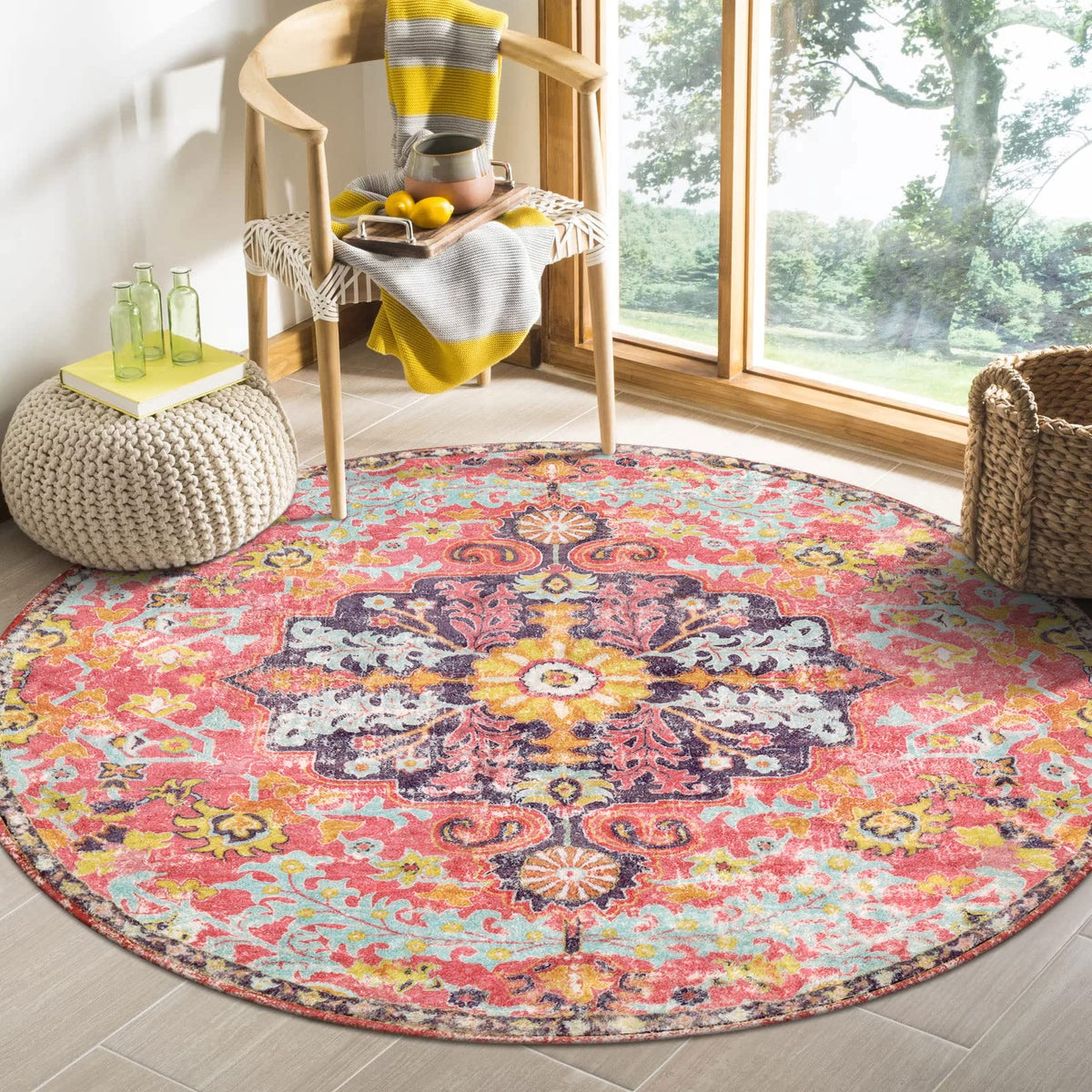 Lahome Felice Boho Tribal 2x3 Washable Small Rugs for Entryway Doormat Indoor Entrance, Throw Rugs with Rubber Backing, Bohemian Soft Non-Slip Bathroom Carpet for Bath Front Door Kitchen Floor