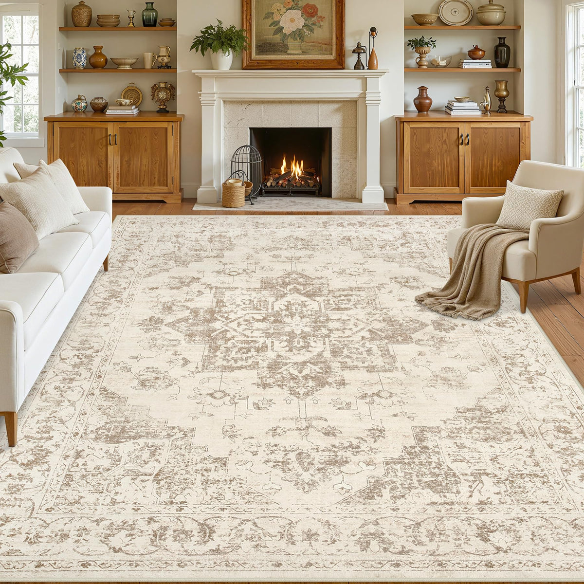 8x10 Area Rugs Living Room: Bedroom Neutral Washable Carpet Beige