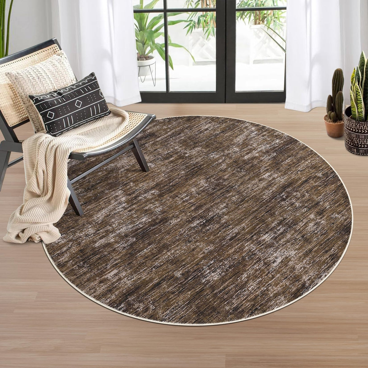 RUGSREAL Bedroom Area Rug 4x6 Modern Abstract Area Rug Stain Resistant Small Living Room Rug Contemporary Dining Room Rug Non-Slip Solid Rug Aesthetic Accent Floor Carpet for Kitchen Office, Dark Grey