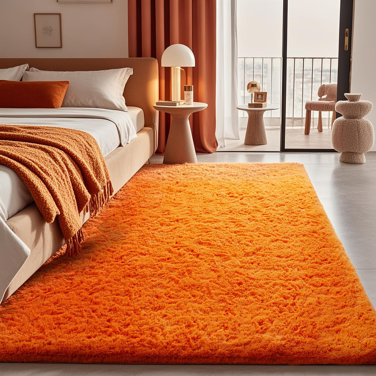 Ophanie Area Rugs for Bedroom, Christmas Upgrade Non-Slip Ivory Fluffy Soft Shag Living Room Carpet, Indoor Floor 4x6 Fuzzy Shaggy Plush Nursery Rug for Kids Dorm Decor with Over 99 pcs Pile fibers