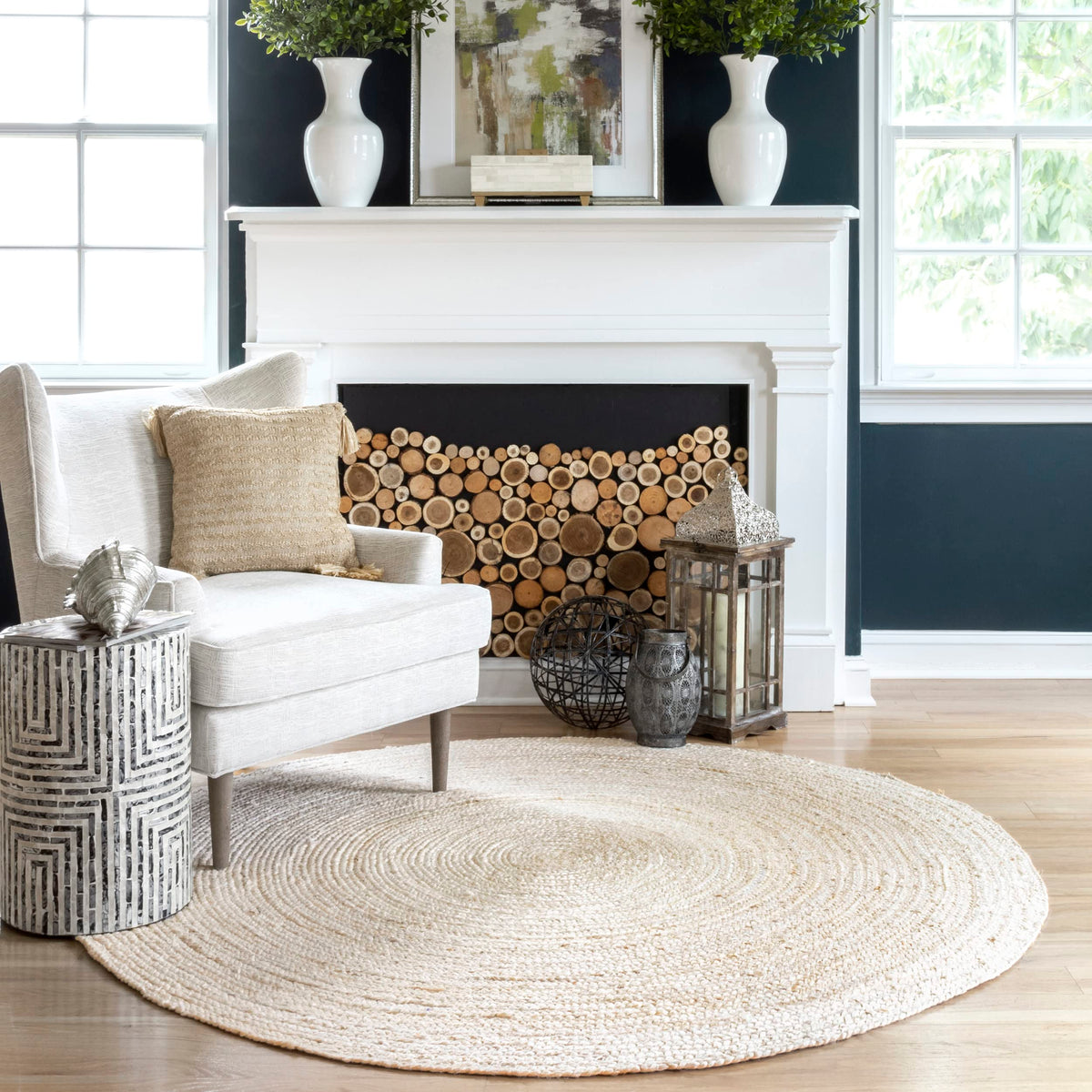 nuLOOM Rigo Natural Solid Flatweave Area Rug, 5' x 8'