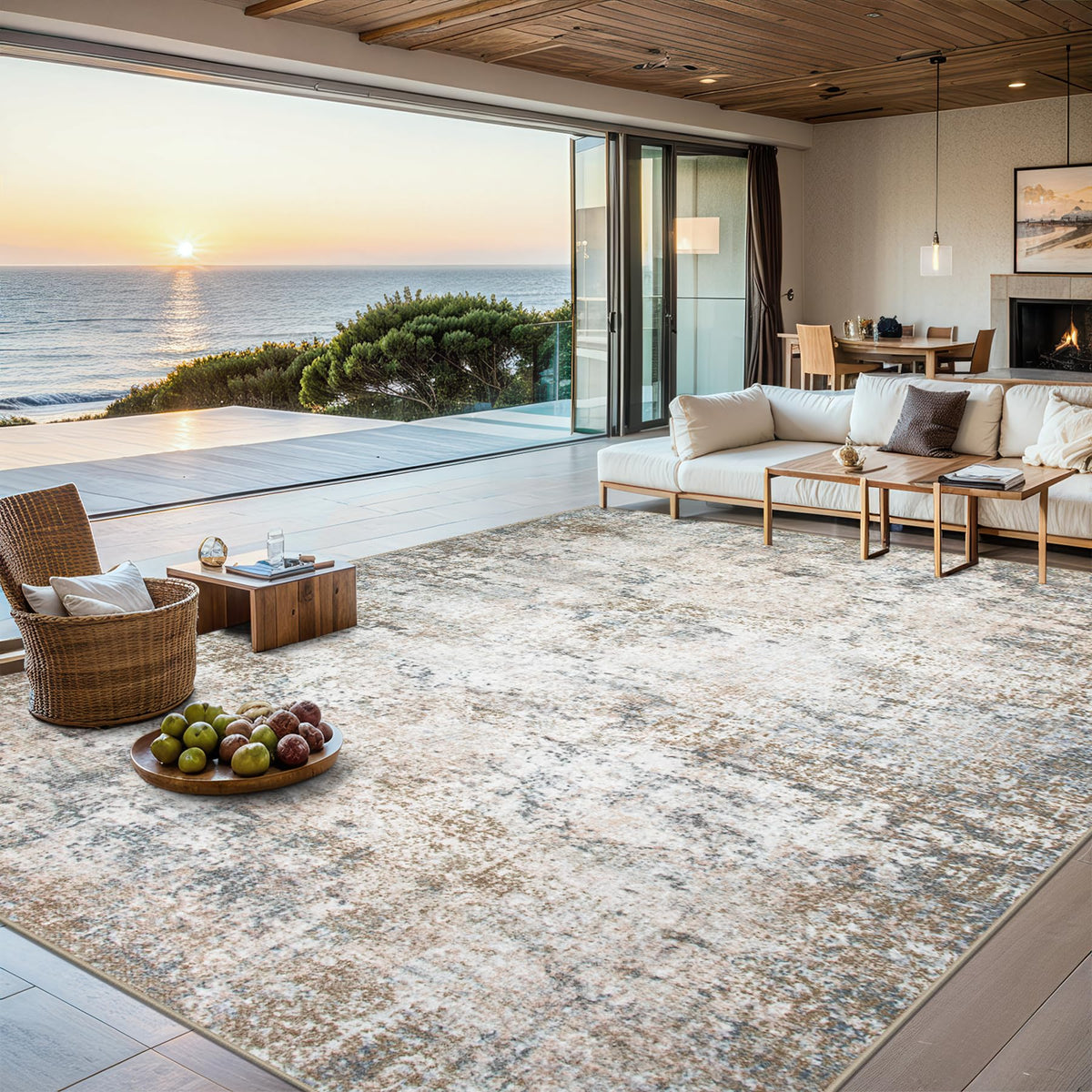 PLHXFR 8x10 Area Rug Living Room: Modern Abstract Washable Carpet Multi