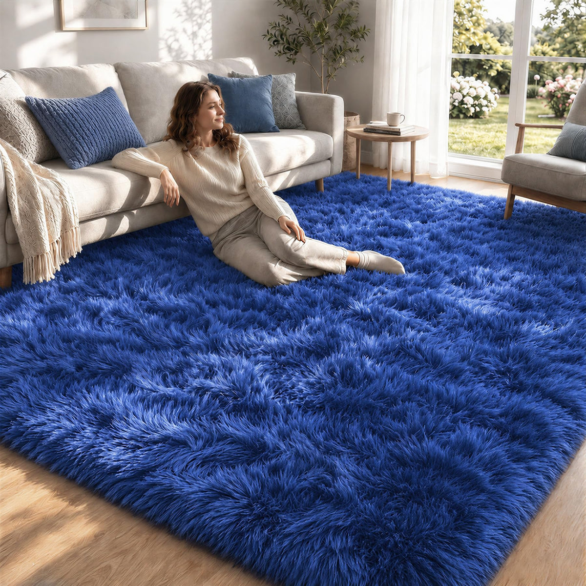 4x6 Area Rugs for Living Room: Soft Black Fluffy Rug Shag Washable Rug Plush Fuzzy Indoor Carpet for Bedroom Nursery Playroom Girls Boys Kids Room (Black, 4'x6')