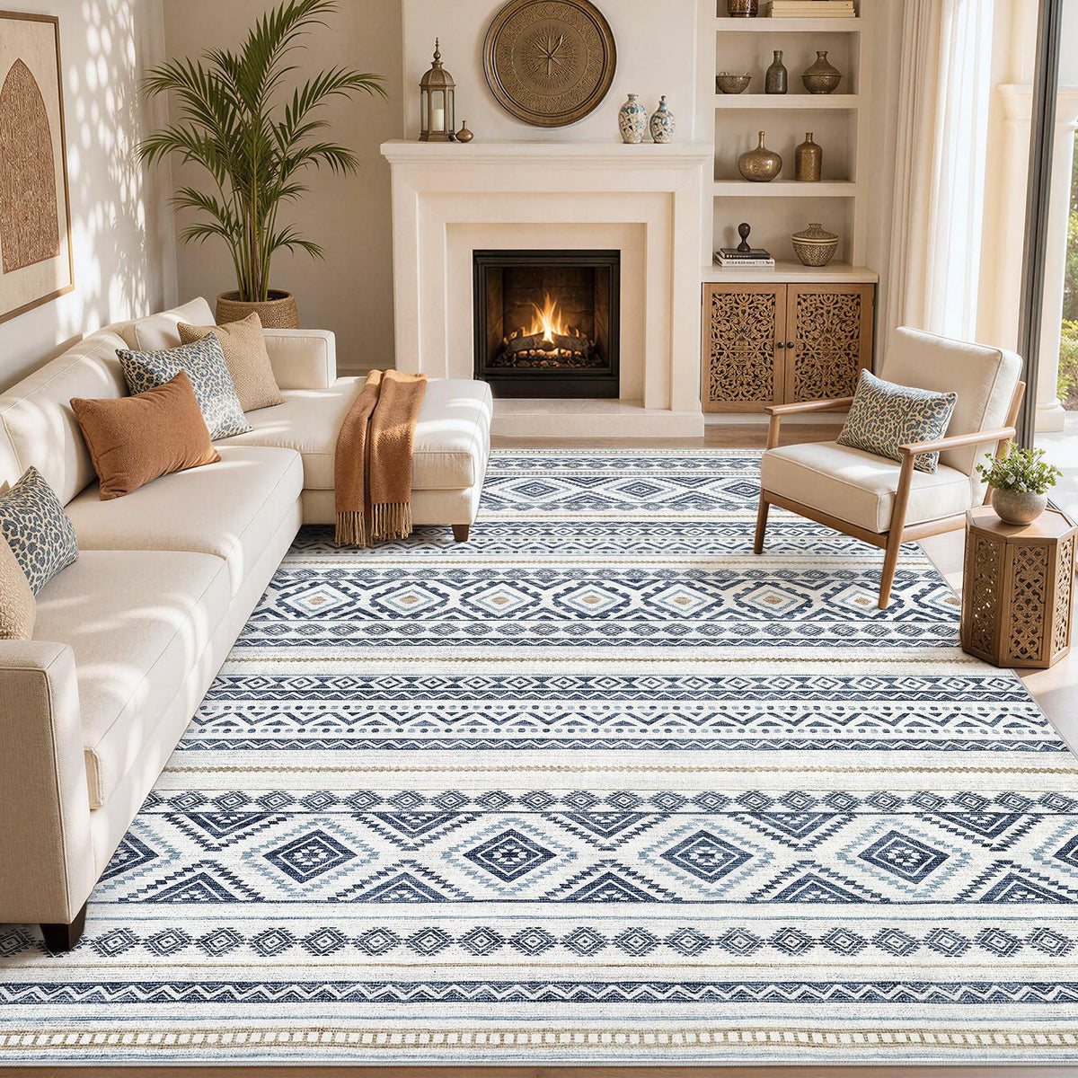 cotiled Boho 5x7 Area Rugs for Living Room: Soft Moroccan Washable Rug