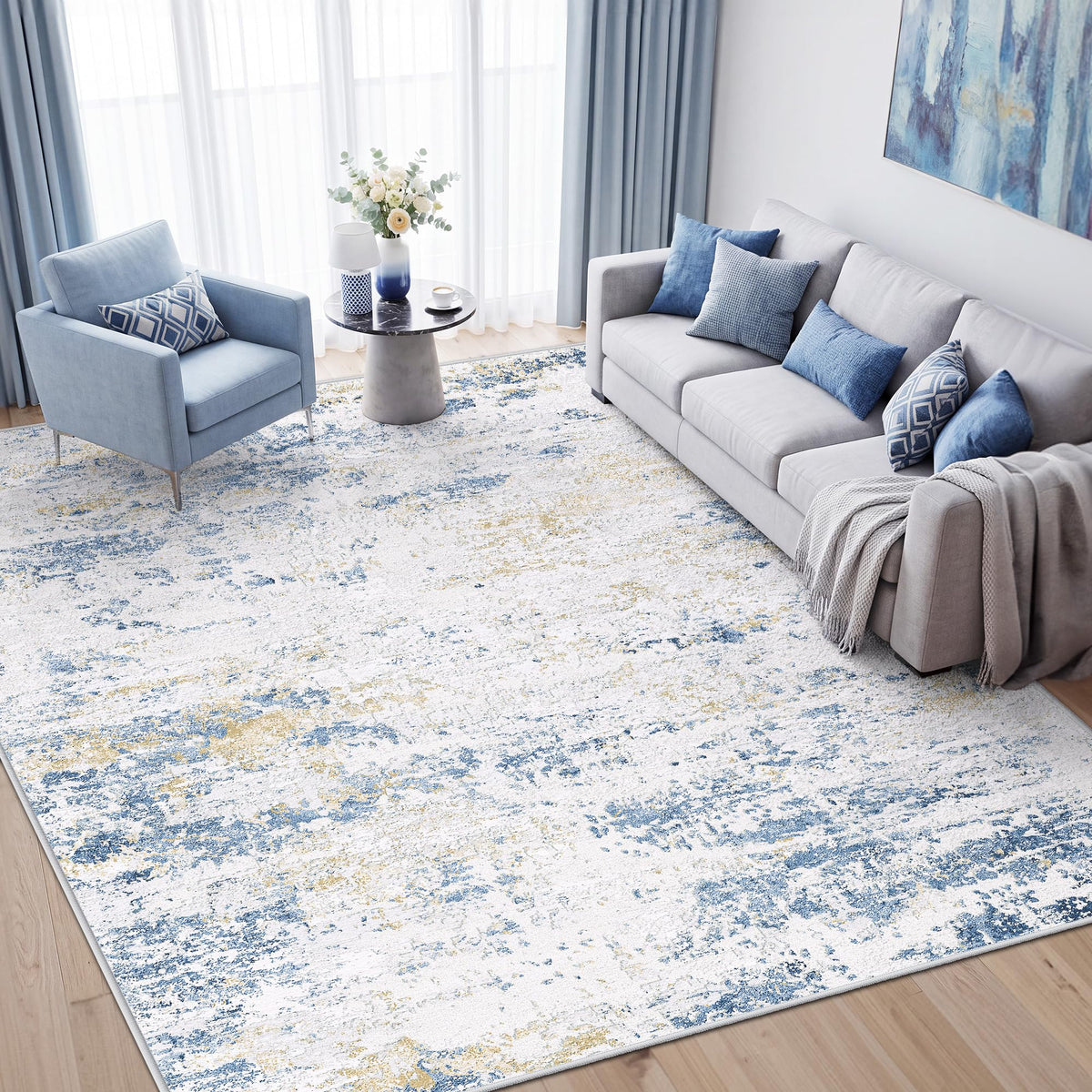 LIVELYGLOW 5x7 Washable Vintage Area Rug, Bedroom Dorm Rug