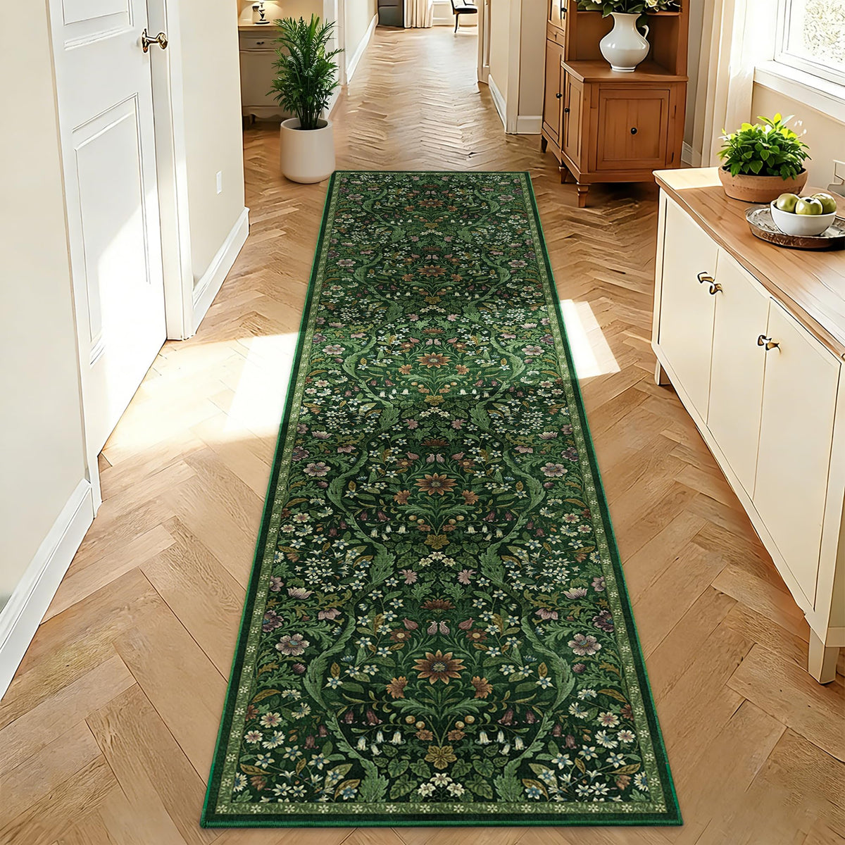 Floral Area Rug 5x7 Botanical Washable Carpet for Living Room
