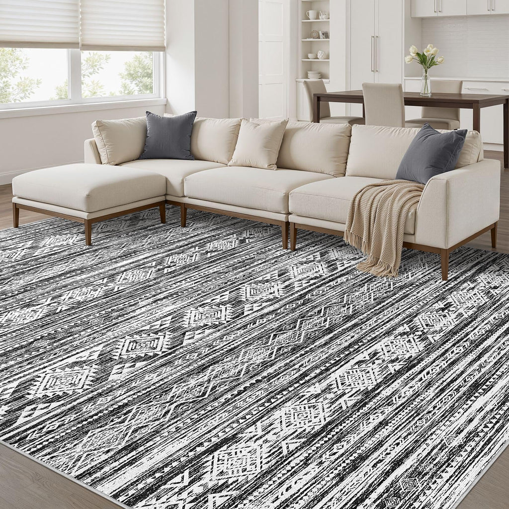 Nakagishi Boho 5x7 Area Rug Living Room Rugs Machine Washable Beige/Brown