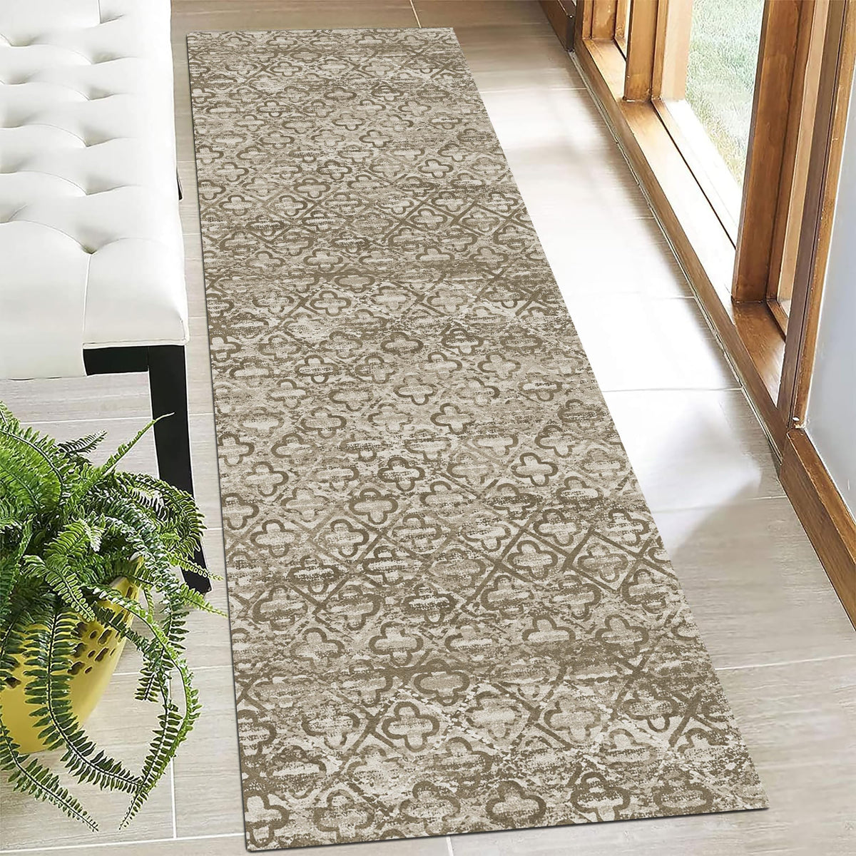 RUGSURE Washable Area Rugs - Perfect for Living Room, Bedroom, Kids Room, Nursery - Stain & Water Resistant Non-Slip, Pet & Child Friendly, Vintage Tribal Area Rugs (Green, 5' x 7')