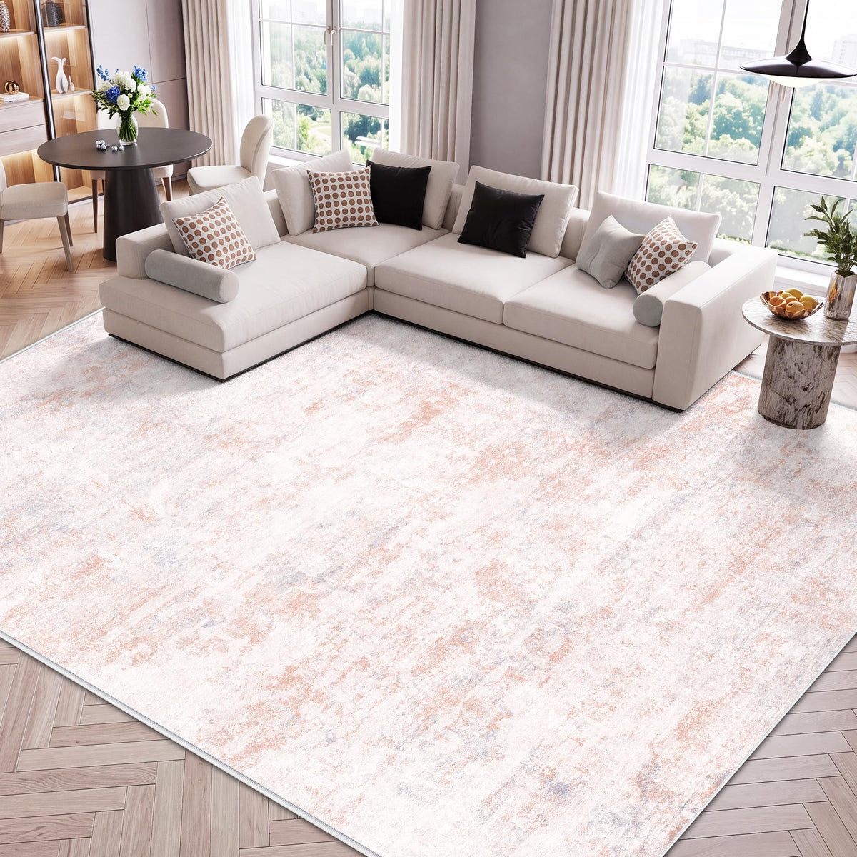 LIVELYGLOW 5x7 Washable Vintage Area Rug, Bedroom Dorm Rug