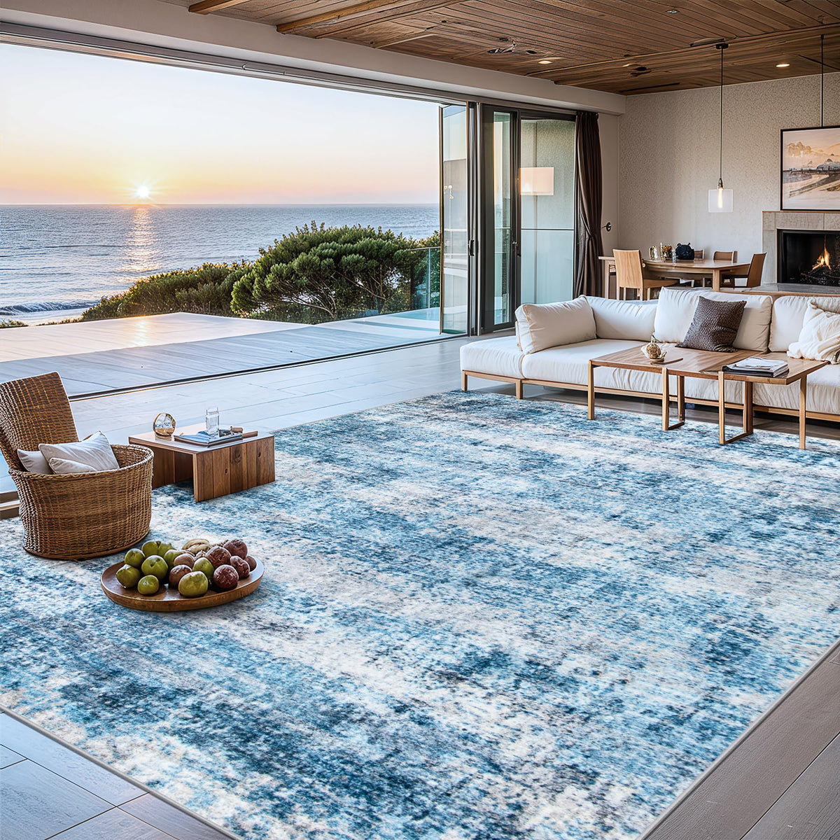 PLHXFR 8x10 Area Rug Living Room: Modern Abstract Washable Carpet Multi