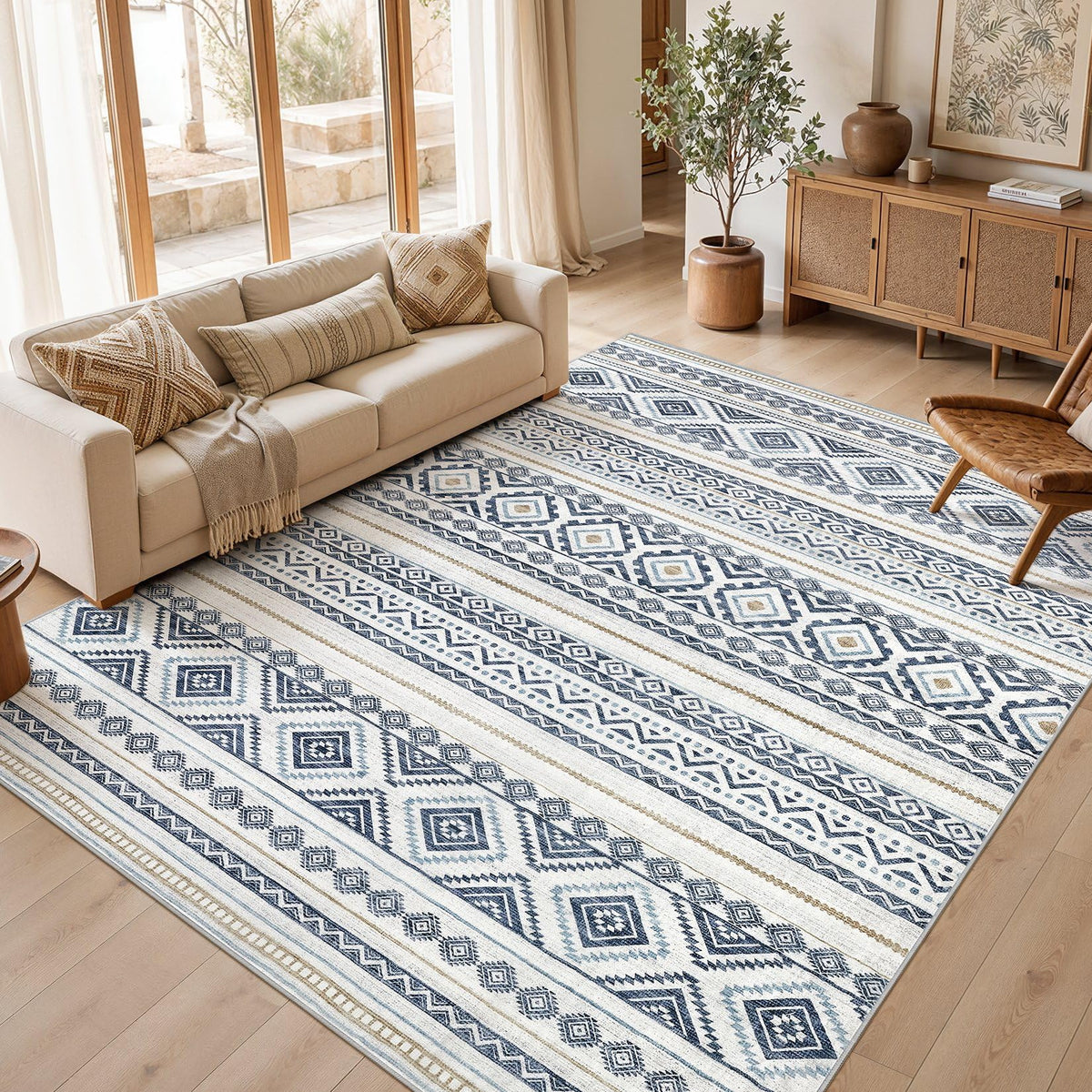 cotiled Boho 5x7 Area Rugs for Living Room: Soft Moroccan Washable Rug