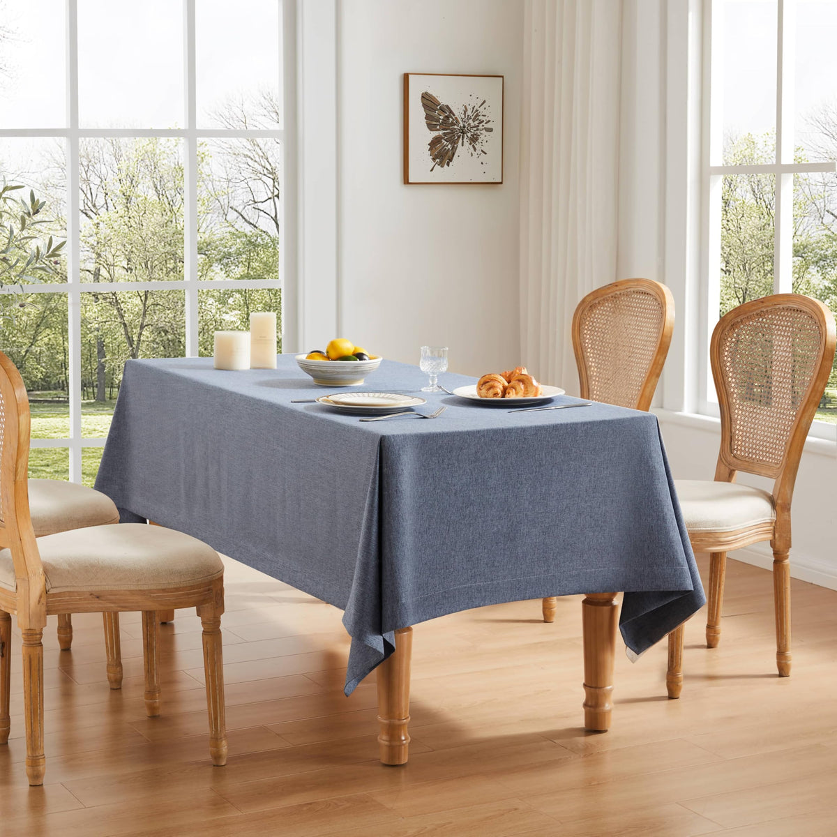 ZeeMart Linen Textured Rectangle Table Cloth, 60x104 Inch Light Tan