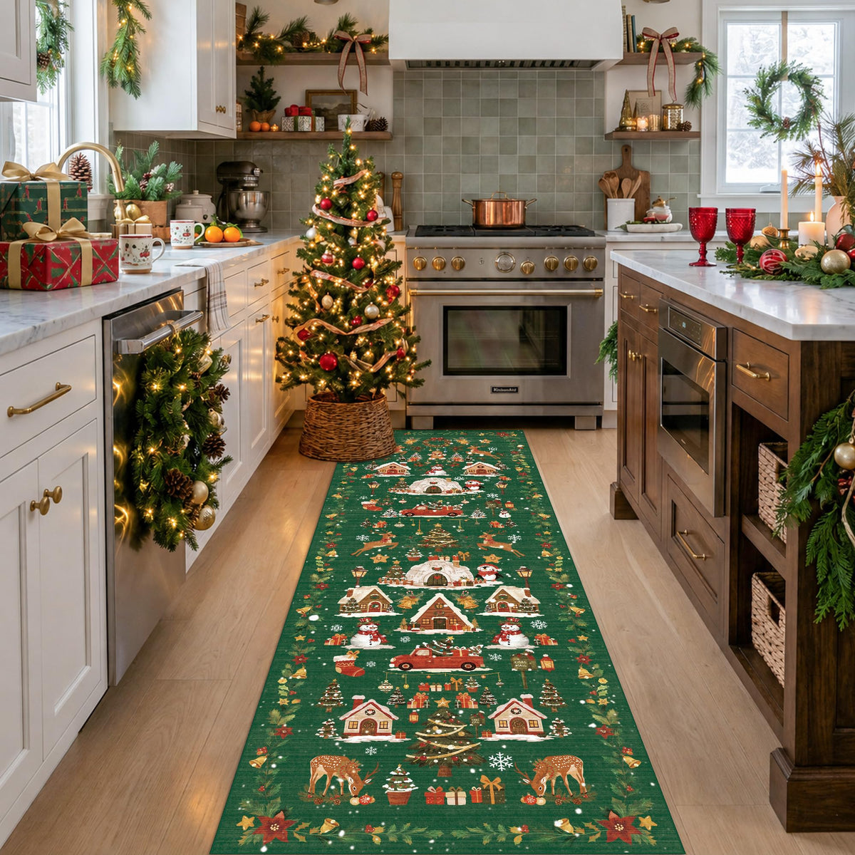 Hallway Washable Runner Rug - 2x10 Kitchen Rugs Entryway Rug Runner Vintage Soft Floor Mat Non Slip Indoor Farmhouse Carpet for Bathroom Living Room Bedroom (2 X 10, Beige)