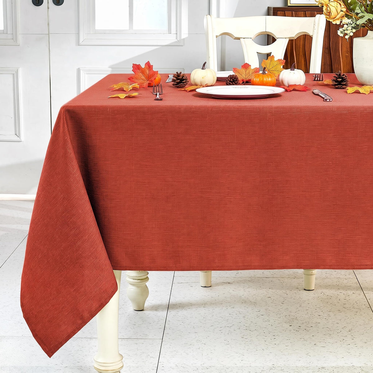 IVAPUPU Textured Linen Rectangle Table Cloth, Sage Green, 52 x 70 Inch